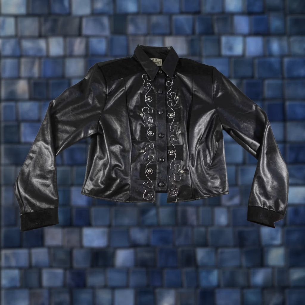 Vintage VINTAGE 1849 Authentic Ranchwear Western Jacket Womens Small Black Faux Leather Beaded Embroidered Show Size S / US 4 / IT 40 - 1 Thumbnail
