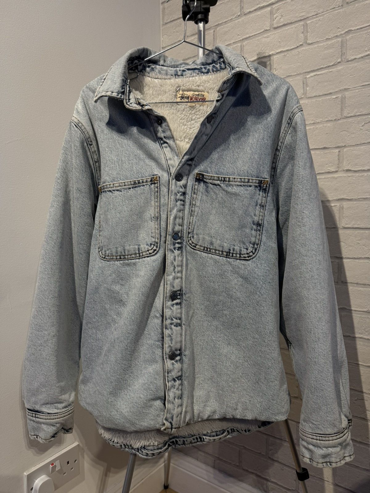 Stussy Stussy Sherpa Lined Denim Shirt 'Stone Washed' Size US S / EU 44-46 / 1 - 1 Thumbnail