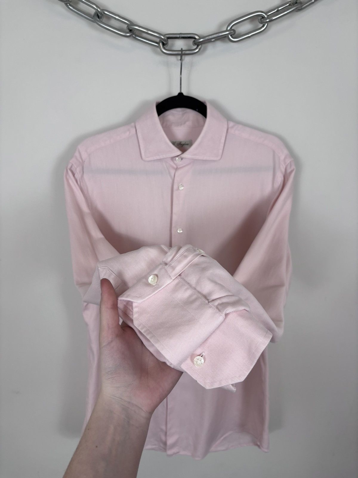 G. Inglese G. Inglese Men’s Pink Long Sleeve Button Up Shirt Size US L / EU 52-54 / 3 - 8 Thumbnail