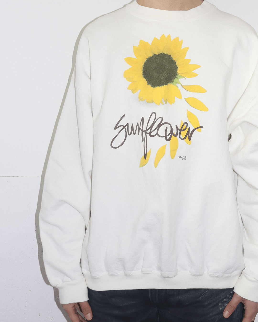 Vintage Maze 1990s Sunflower Printed Sweatshirt Size US L / EU 52-54 / 3 - 4 Thumbnail