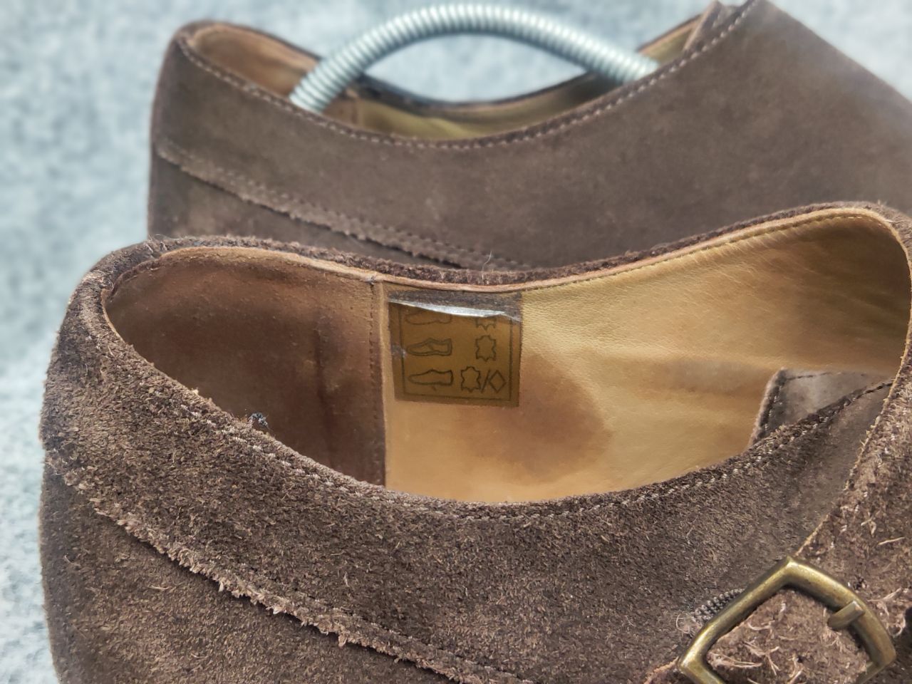 Vintage Gordon Bros Design Brown suede monk shoes with two straps Size US 12 / EU 45 - 20 Thumbnail