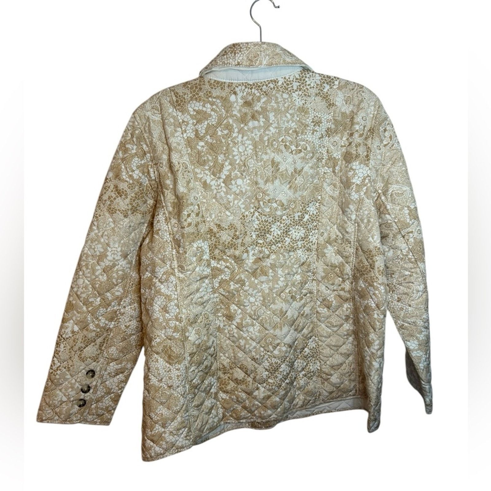 Chicos Nwt Chico’s Beige Lace Pattern Quilted Jacket Size XL / US 12-14 / IT 48-50 - 2 Thumbnail