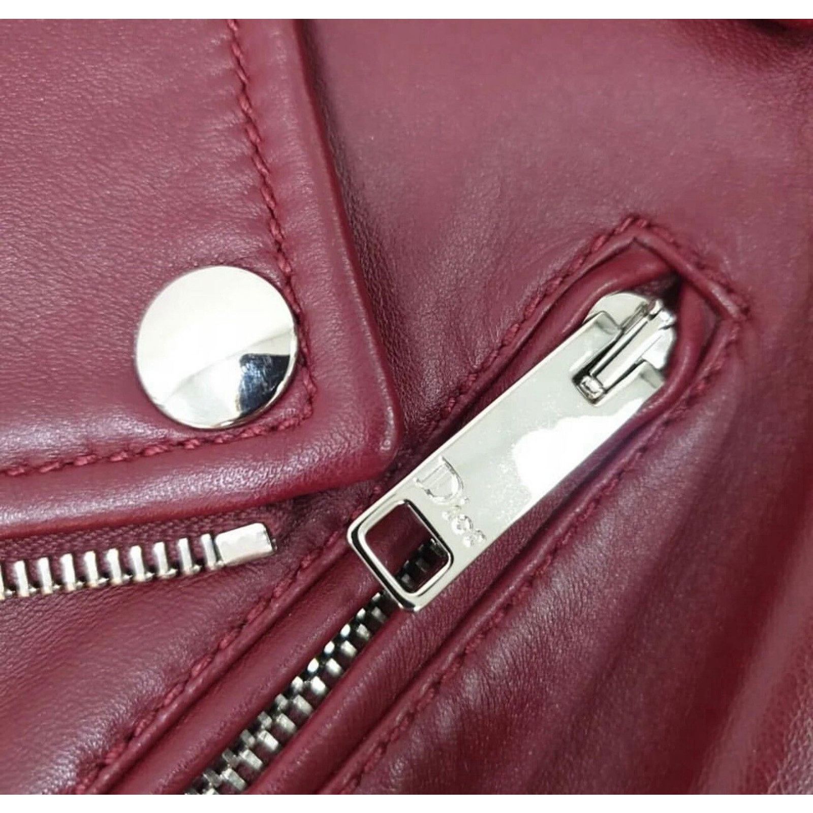 Dior Christian Dior Burgundy Leather Jacket Sz.38 Size S / US 4 / IT 40 - 2 Thumbnail