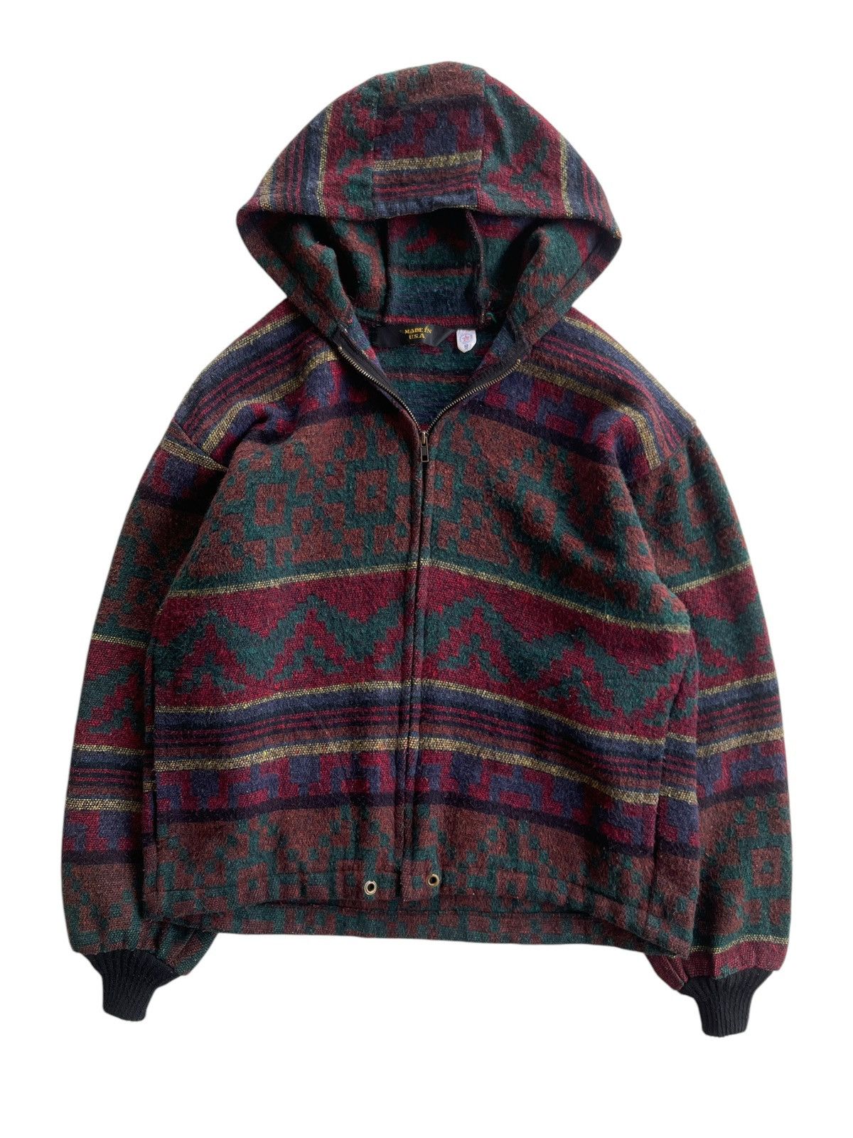 Vintage Vintage Aztec USA Hooded Jacket Size US M / EU 48-50 / 2 - 1 Thumbnail