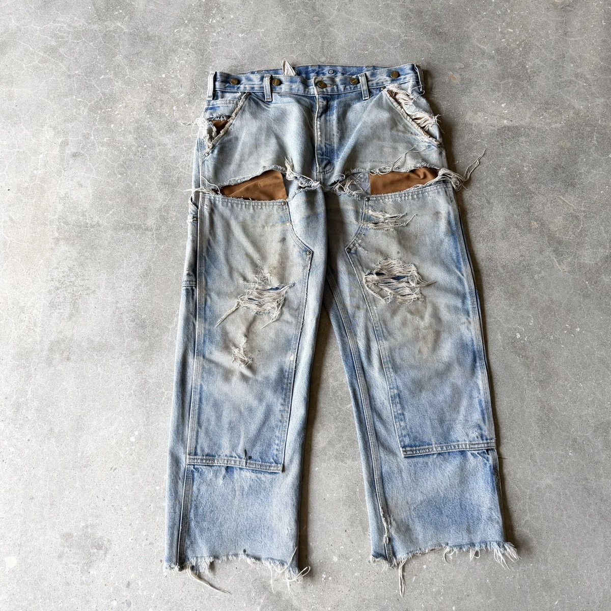 Carhartt Vintage THRASHED Carhartt Double Knee Denim Carpenter Pants Size US 34 / EU 50 - 3 Thumbnail