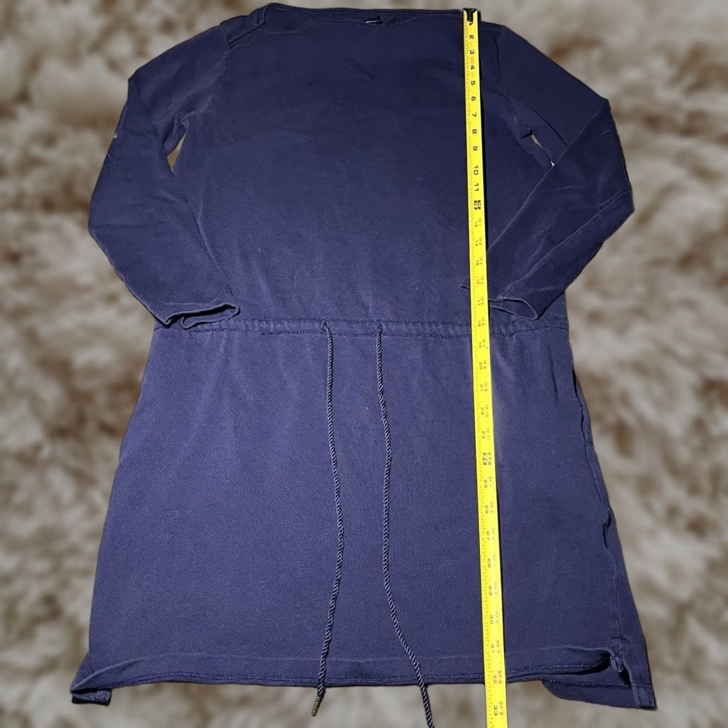 Ralph Lauren Sport Tunic Top Womens Small Blue Long Sleeve Drawstring Cotton Blouse