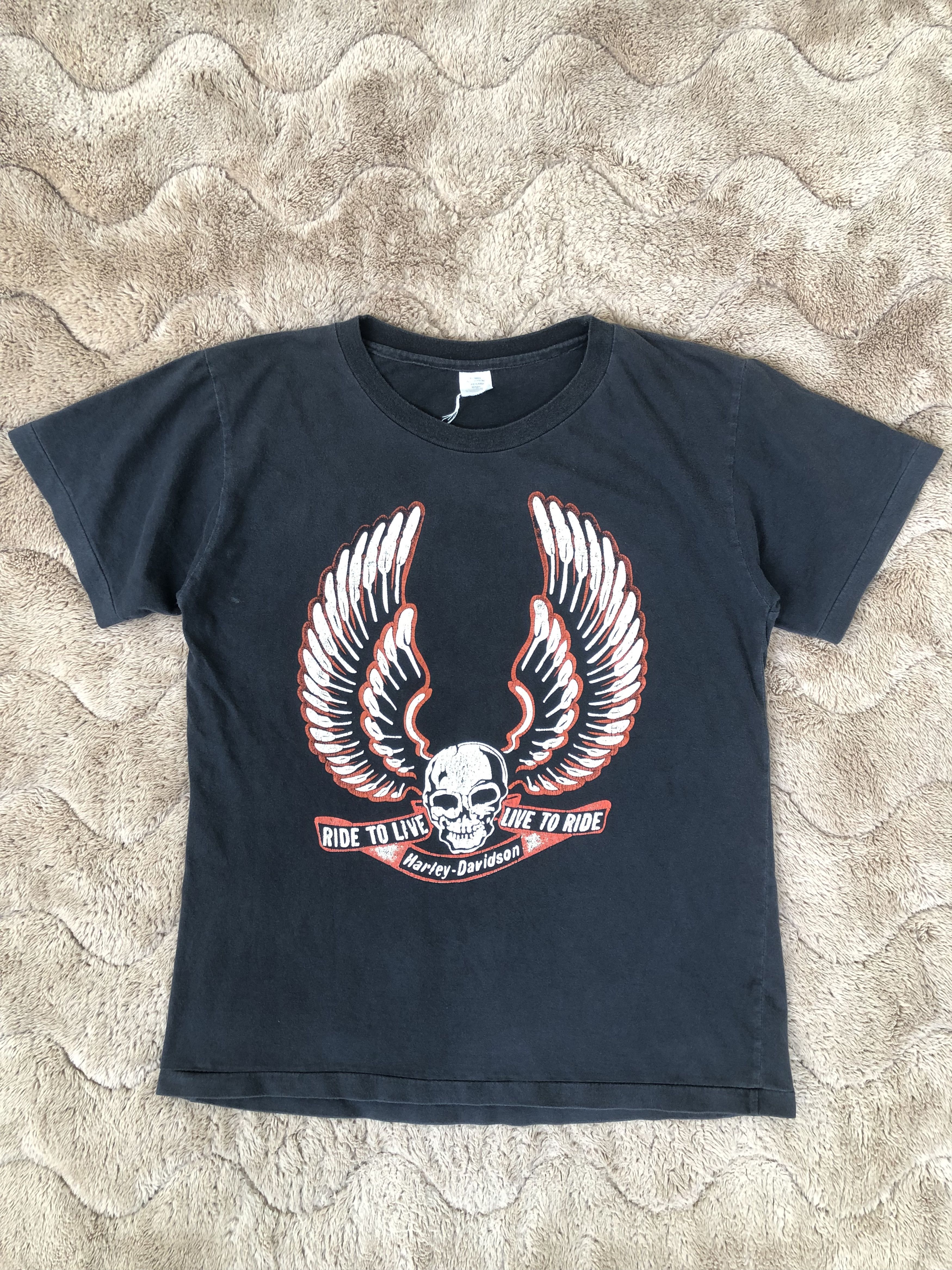 Harley Davidson Vintage 80s Harley Davidson Wing Skull Tee Size US M / EU 48-50 / 2 - 2 Thumbnail