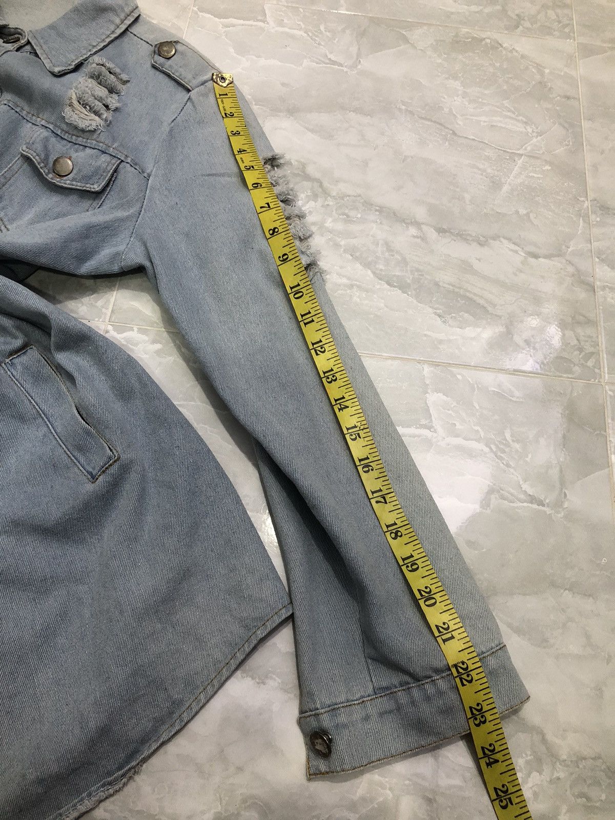 Japanese Brand Ruyi Distressed Denim Long Jacket Y2K Grunge Size M / US 6-8 / IT 42-44 - 16 Thumbnail
