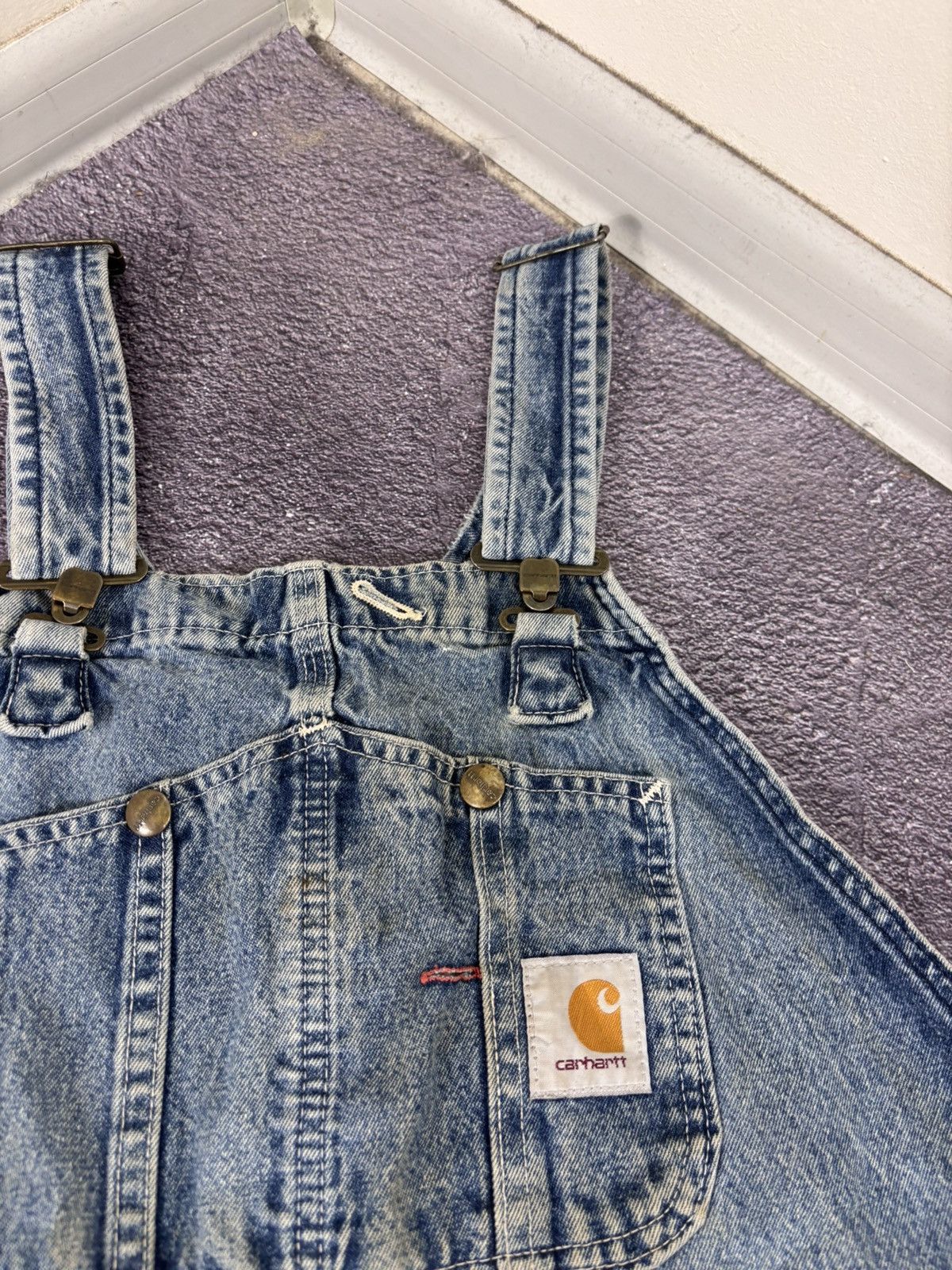 Carhartt Vintage Carhartt Bib Overalls R07 DST Blue Denim Carpenter Size US 42 / EU 58 - 11 Thumbnail