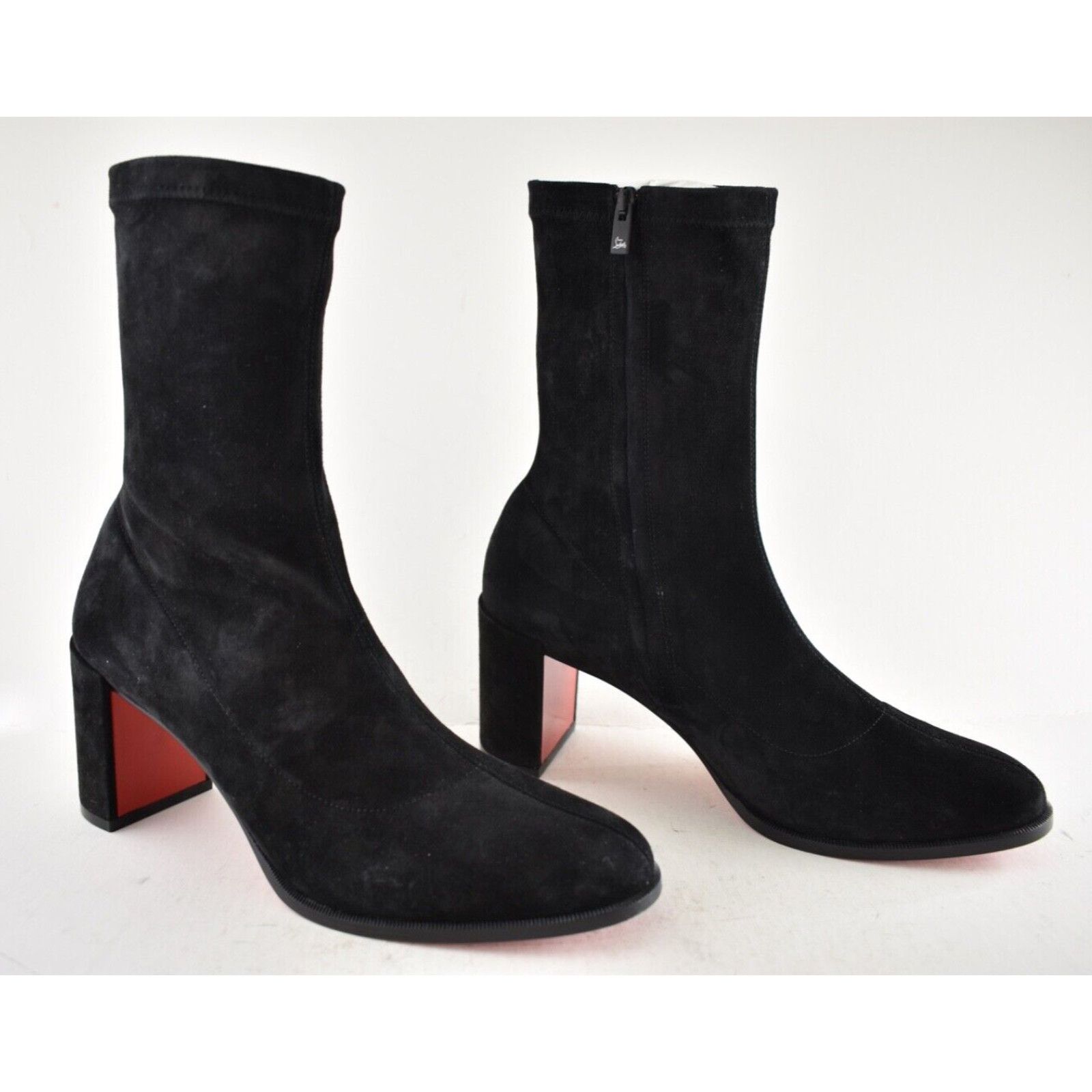 Christian Louboutin Christian Louboutin Stretchadoxa 70 Black Suede Block Heel Size US 7 / IT 37 - 4 Thumbnail