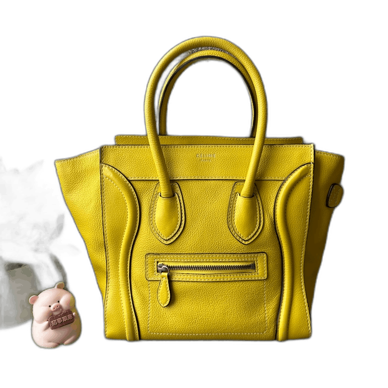 Celine CELINE Luggage Mini Yellow Leather Handbag Size ONE SIZE - 1 Thumbnail