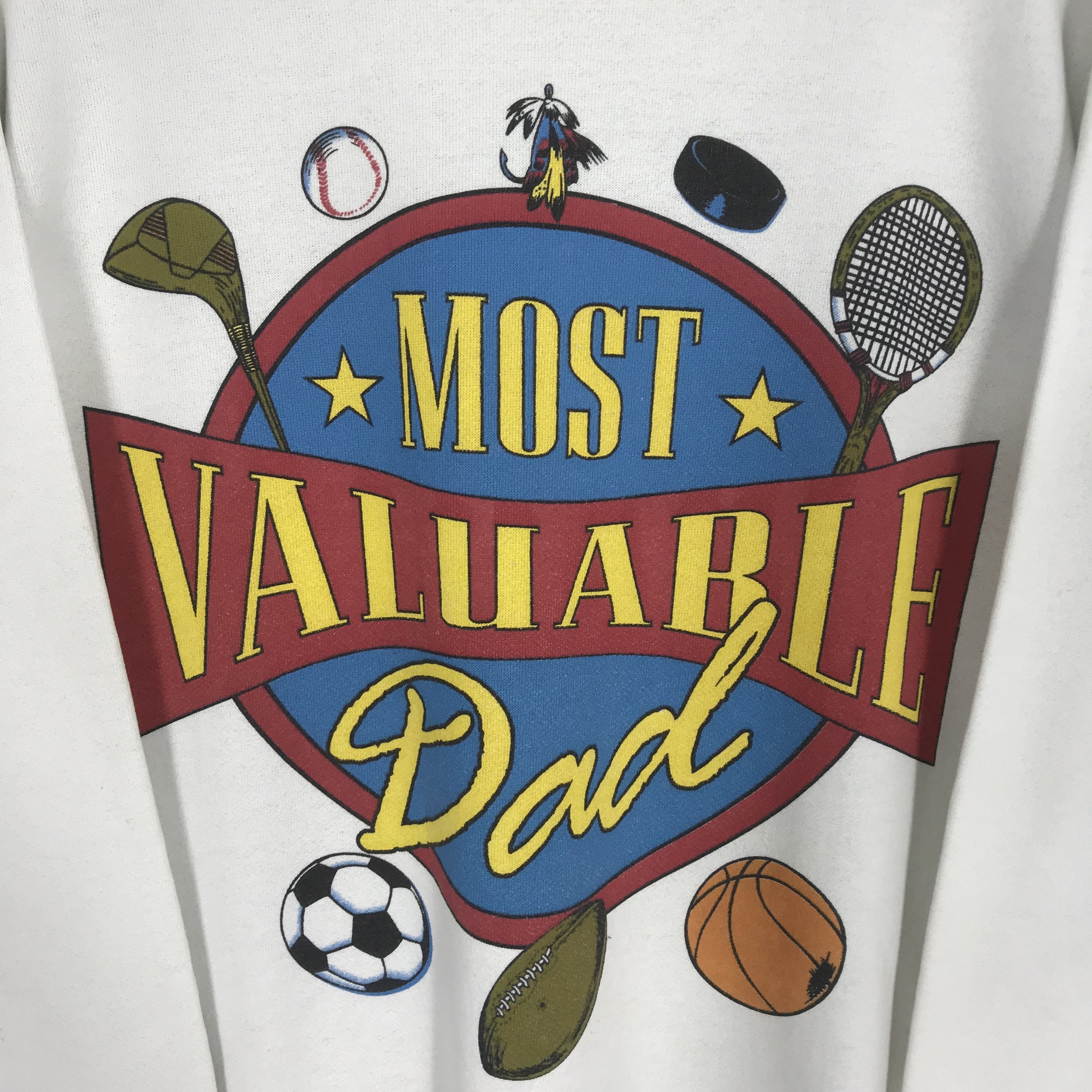 Vintage Vintage 90s Most Valuable Dad Graphic White - 344 Size US L / EU 52-54 / 3 - 4 Thumbnail