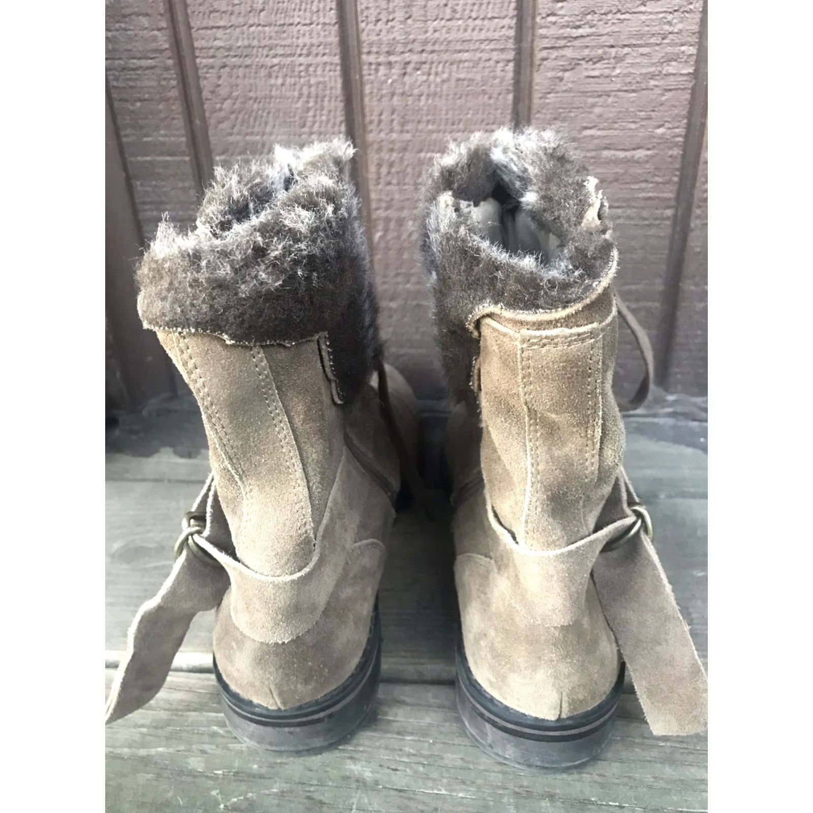 Vintage Kelsi Dagger GRITINA Women 9M Brown Leather Sidezip Bucklestrap Midcalf Boots Size US 9 / IT 39 - 4 Thumbnail