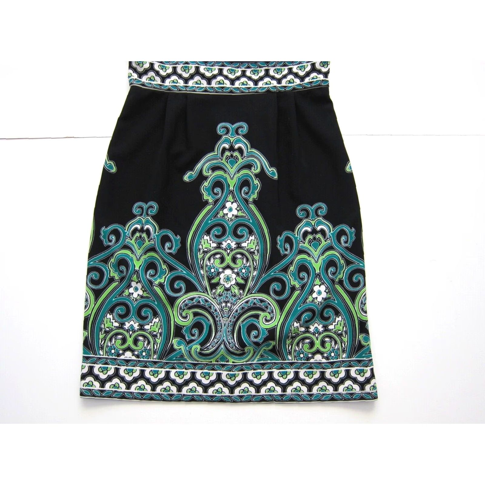 Vintage VINTAGE London Times Black Green Floral Paisley Cap Sleeve Sheath Shift Dress Women 8 Size M / US 6-8 / IT 42-44 - 8 Thumbnail