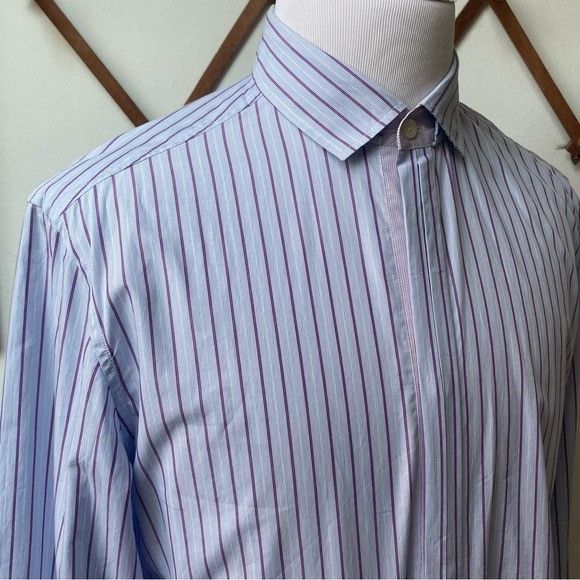Just Cavalli Just Cavalli Pinstriped Hidden Button Shirt Made in Italy Size US L / EU 52-54 / 3 - 6 Thumbnail