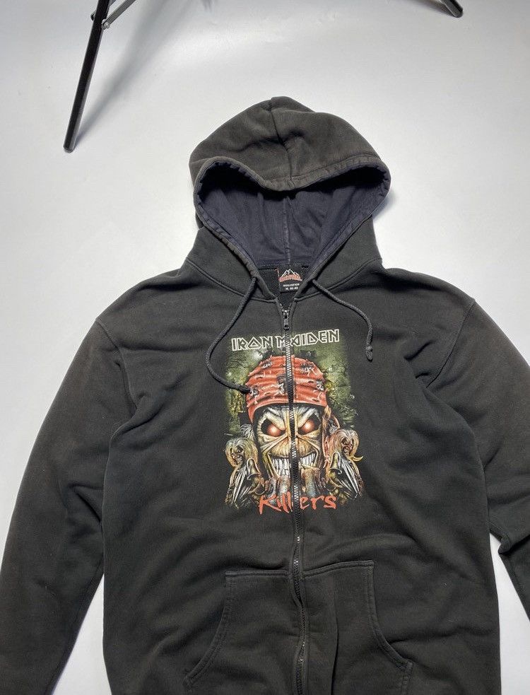 Band Tees × Iron Maiden × Vintage Vintage Iron Maiden distressed sun faded zipper zip hoodie Size US XL / EU 56 / 4 - 17 Thumbnail