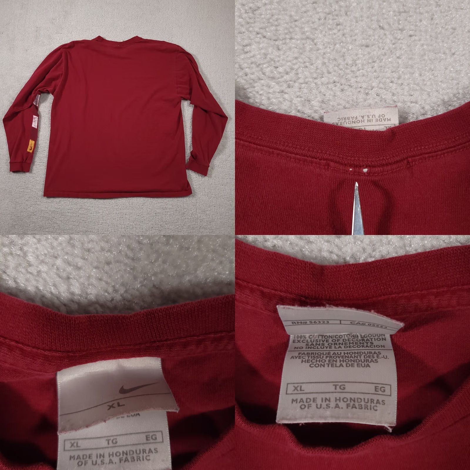 Nike Vintage Nike Spell Out Graphic Long Sleeve Shirt Mens XL Red Silver Tag Y2K Logo, XL, Cotton, Size US XL / EU 56 / 4 - 9 Thumbnail