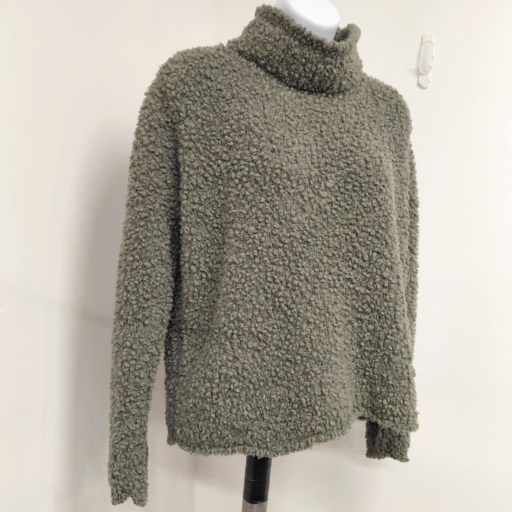 Vintage Pink Rose Knit Crop Sweater Women’s Size Medium Sage Green Mock Neck Long Sleeve Pullover Size M / US 6-8 / IT 42-44 - 3 Thumbnail