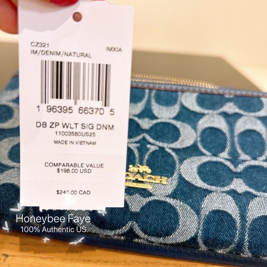 Coach NWT Coach Double Zip Wallet In Signature Denim CZ321 Size ONE SIZE - 5 Thumbnail