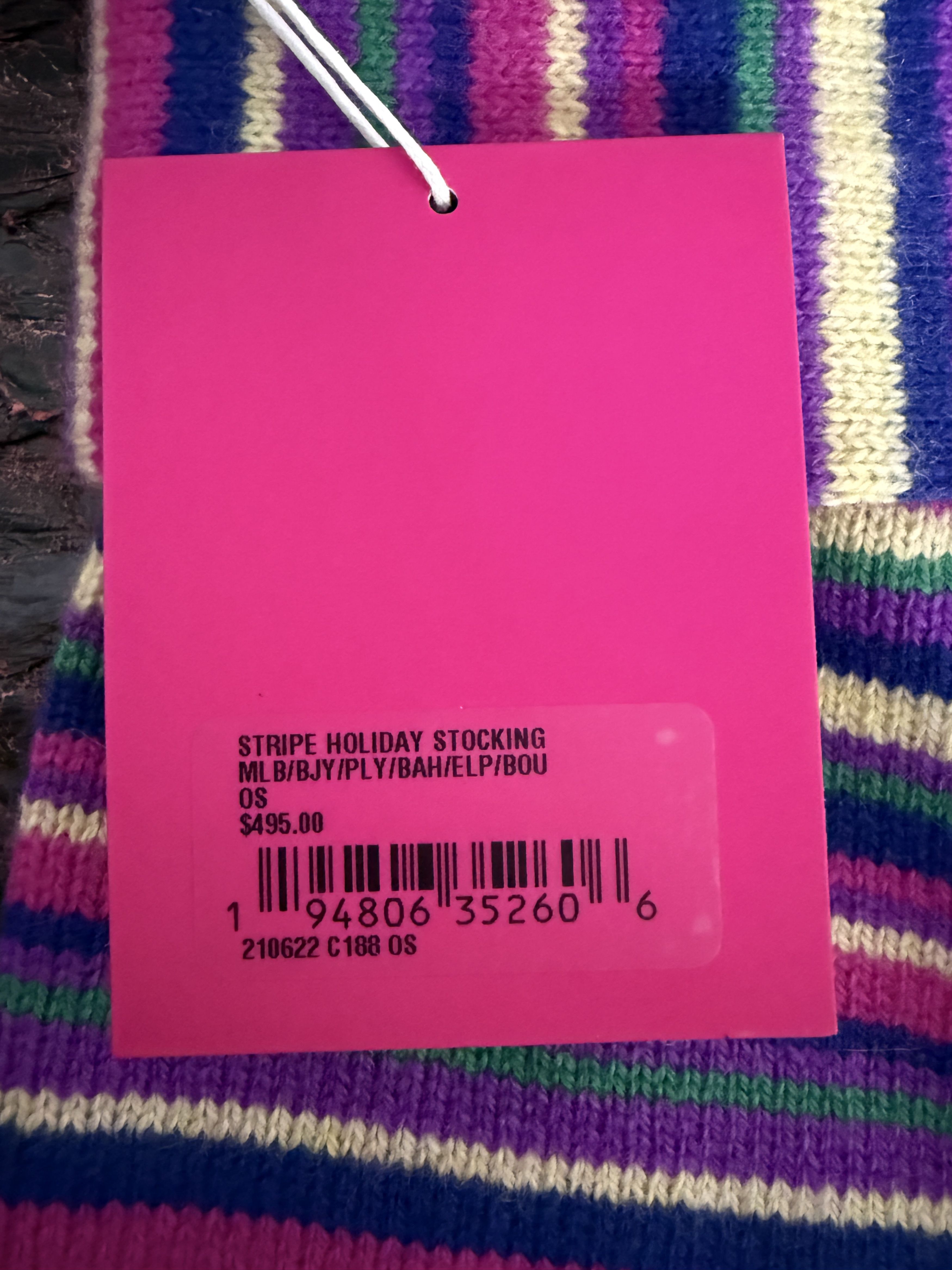 The Elder Statesman $495 The Elder Statesman Stripe Cashmere Holiday Stocking Size ONE SIZE - 5 Thumbnail
