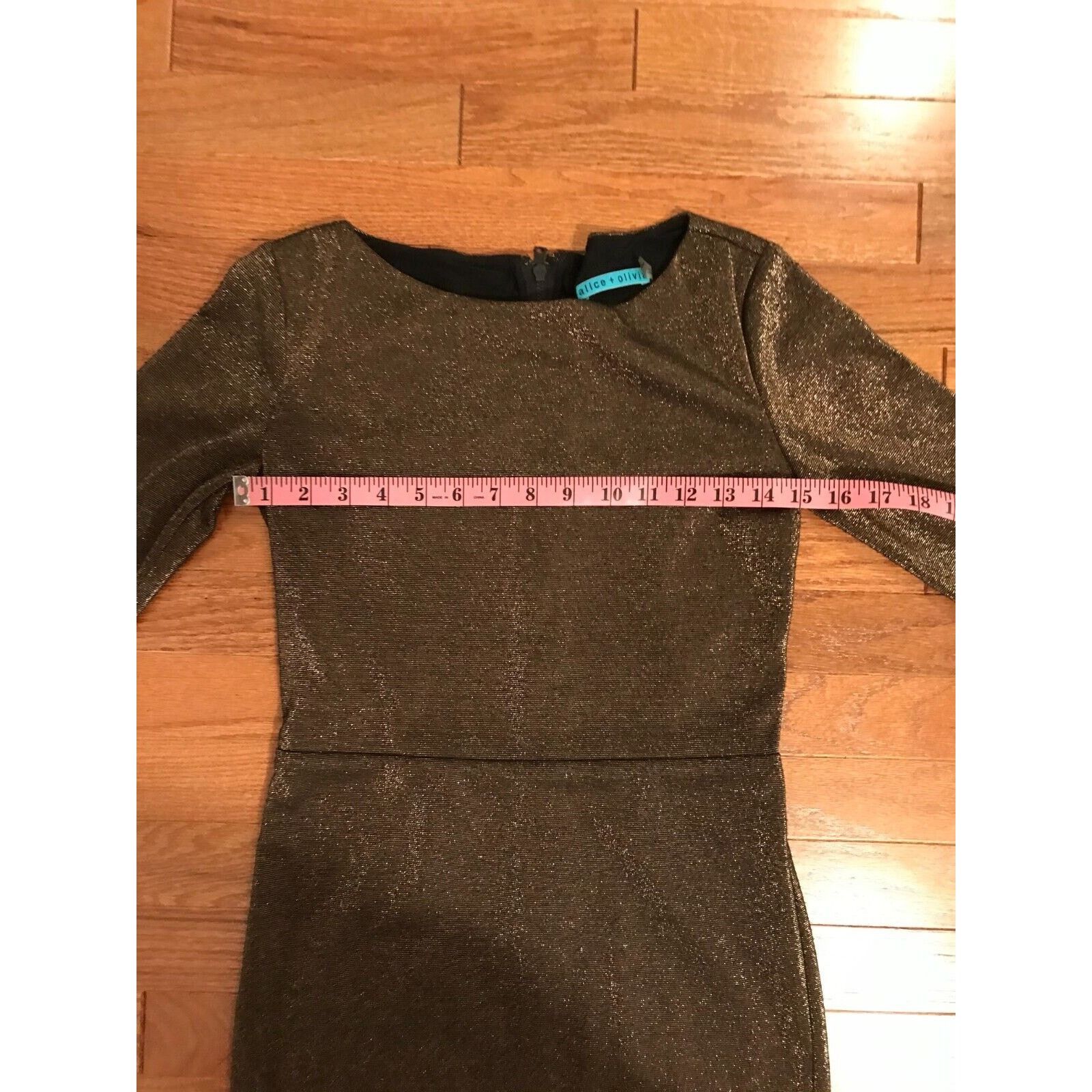 Alice + Olivia Alice + Olivia Cameo Cut Out Fitted Dress Bronze Shimmer Size XS / US 0-2 / IT 36-38 - 4 Thumbnail