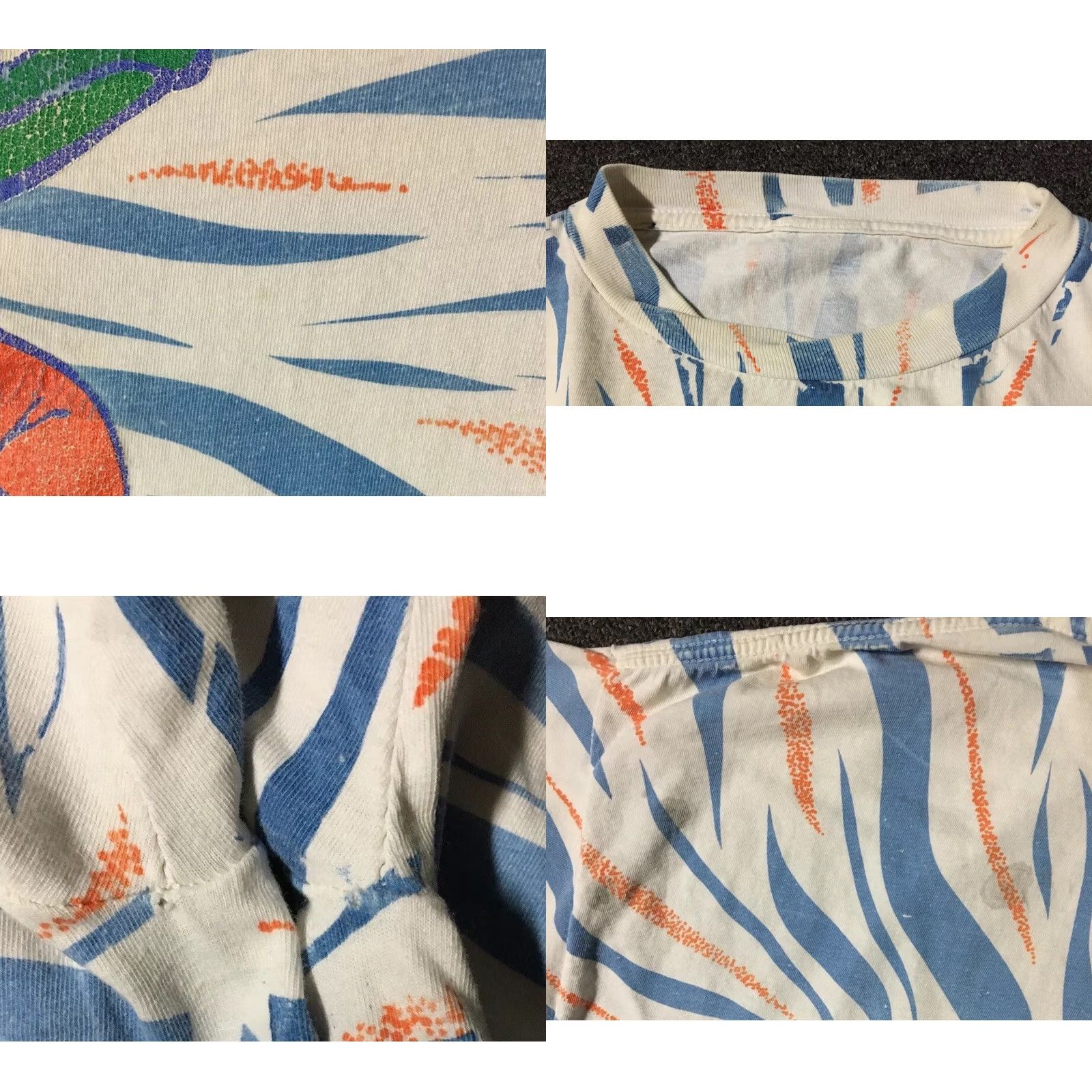 Vintage VINTAGE University of Florida Gators Faded All Over Print Shirt L White Mens 90s Grunge College UF Bandana Theme Size US L / EU 52-54 / 3 - 8 Thumbnail