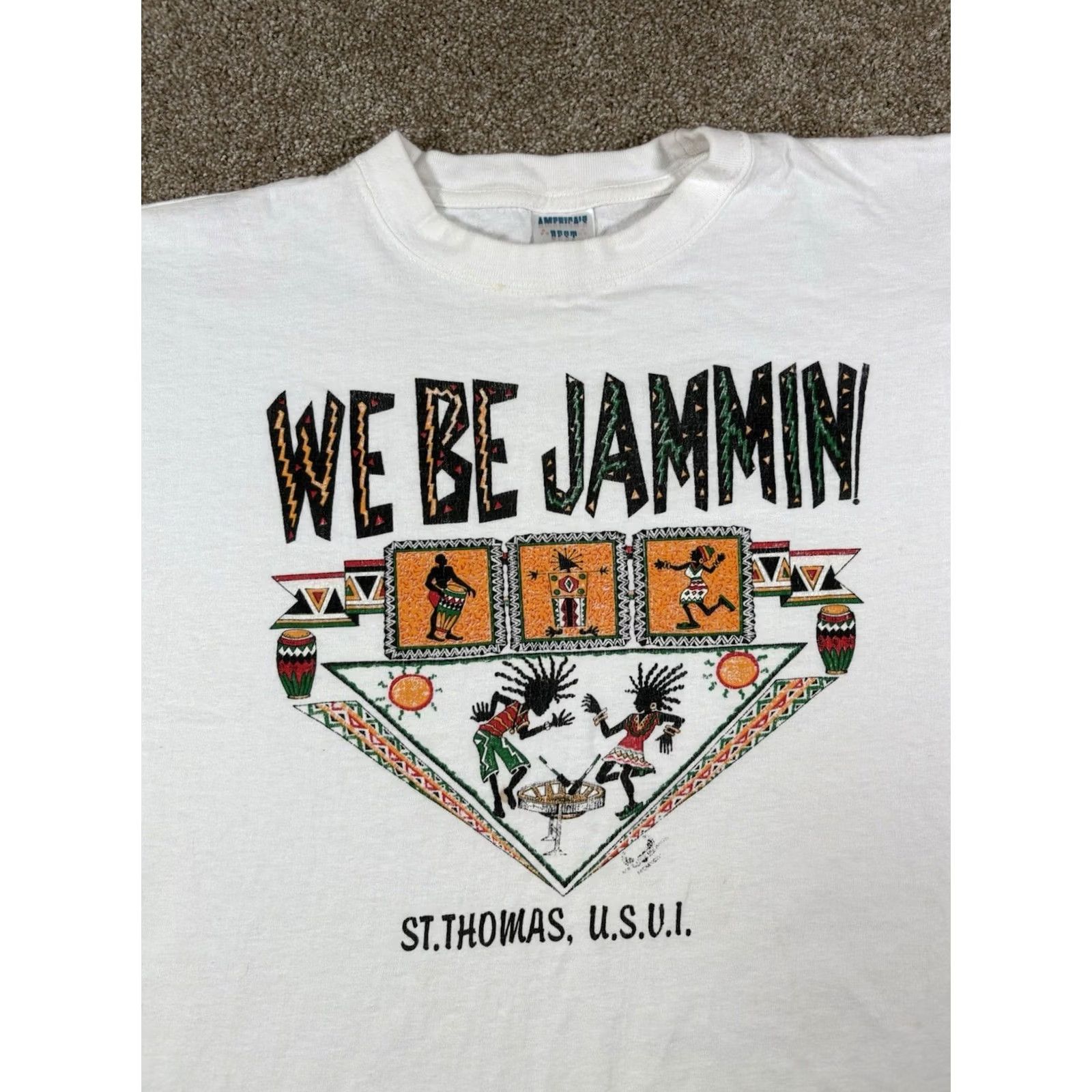 Vintage VINTAGE St Thomas US Virgin Islands We Be Jammin Shirt Men M White 90s Retro Beach Hipster Aztec Bohemian Art Shirt Size US M / EU 48-50 / 2 - 2 Thumbnail