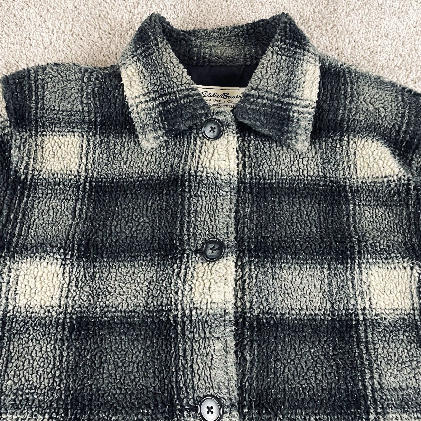 Eddie Bauer VINTAGE Eddie Bauer Jacket Women’s XL Plaid Sherpa Barn Chore Black/Gray R1 Size XL / US 12-14 / IT 48-50 - 3 Thumbnail