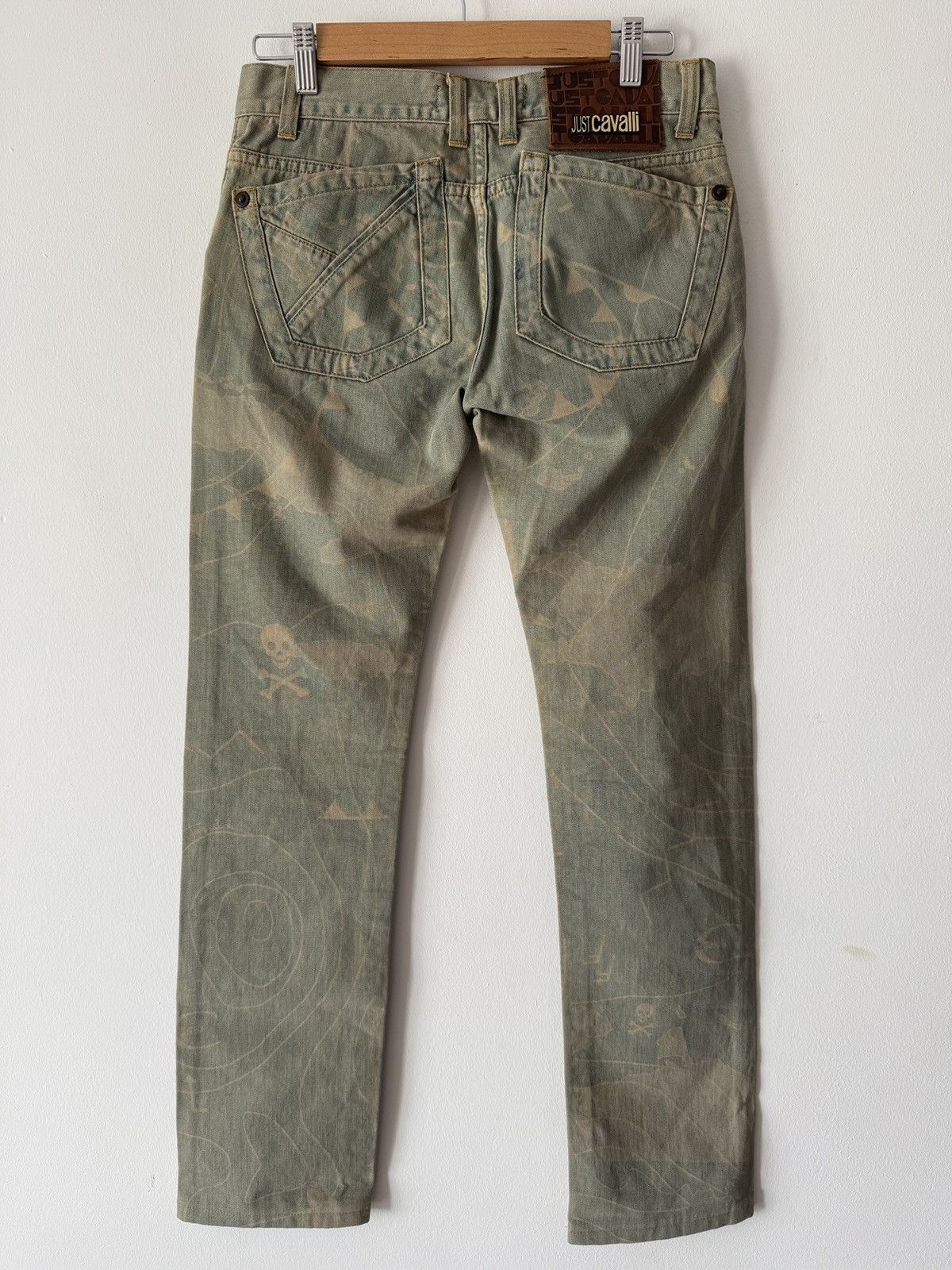 Just Cavalli 🔥🔥 2001 Vintage Roberto Cavalli Treasure Map Denim Pants Size US 29 - 2 Thumbnail