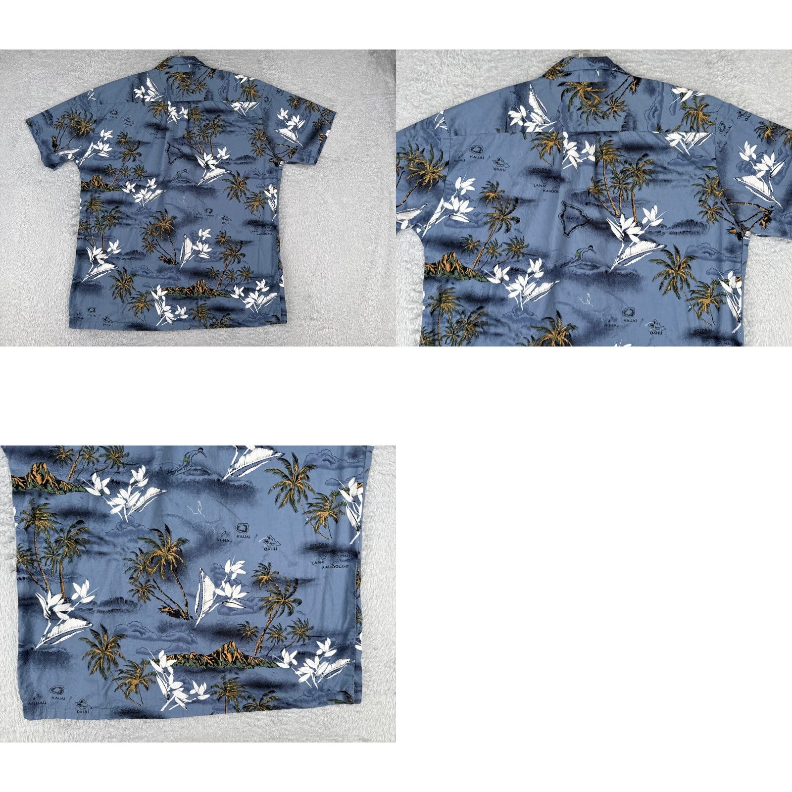 Vintage Palmwave Shirt Men's XL Blue Floral Island Map Hawaiian Button-Up Beach Size US XL / EU 56 / 4 - 9 Thumbnail