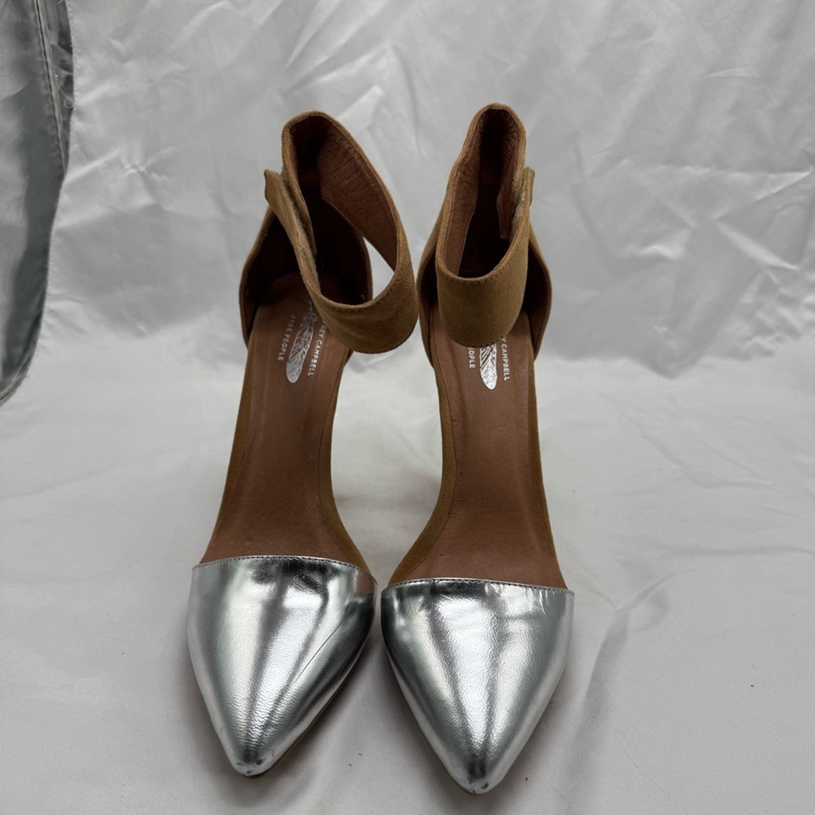 Jeffrey Campbell Jeffrey Campbell for Free People Silver and Tan Heels Size US 8.5 / IT 38.5 - 1 Thumbnail