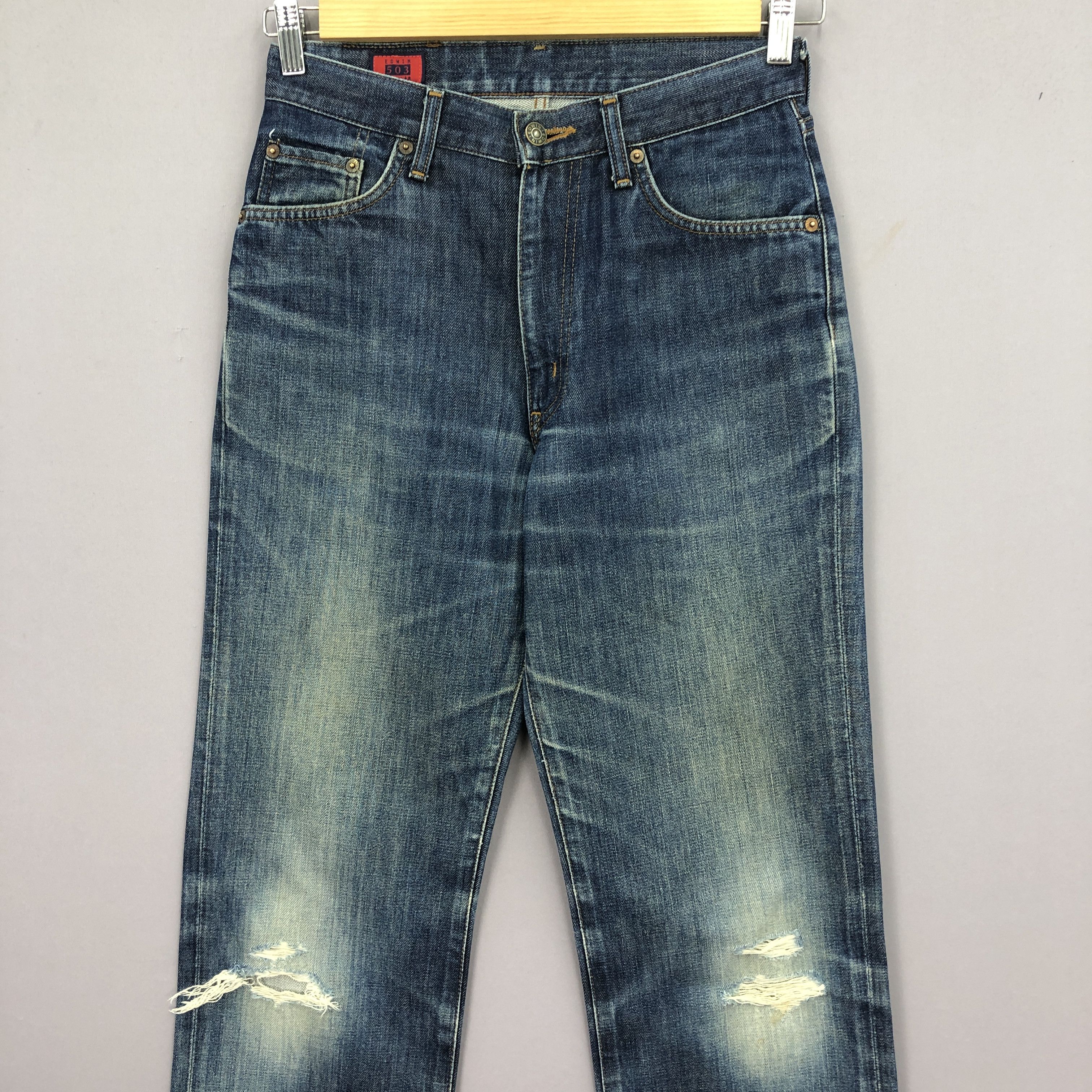 Levi's × Vintage Vintage Edwin 503 Jeans Japanese Distressed Indigo Denim Size 28" / US 6 / IT 42 - 3 Thumbnail