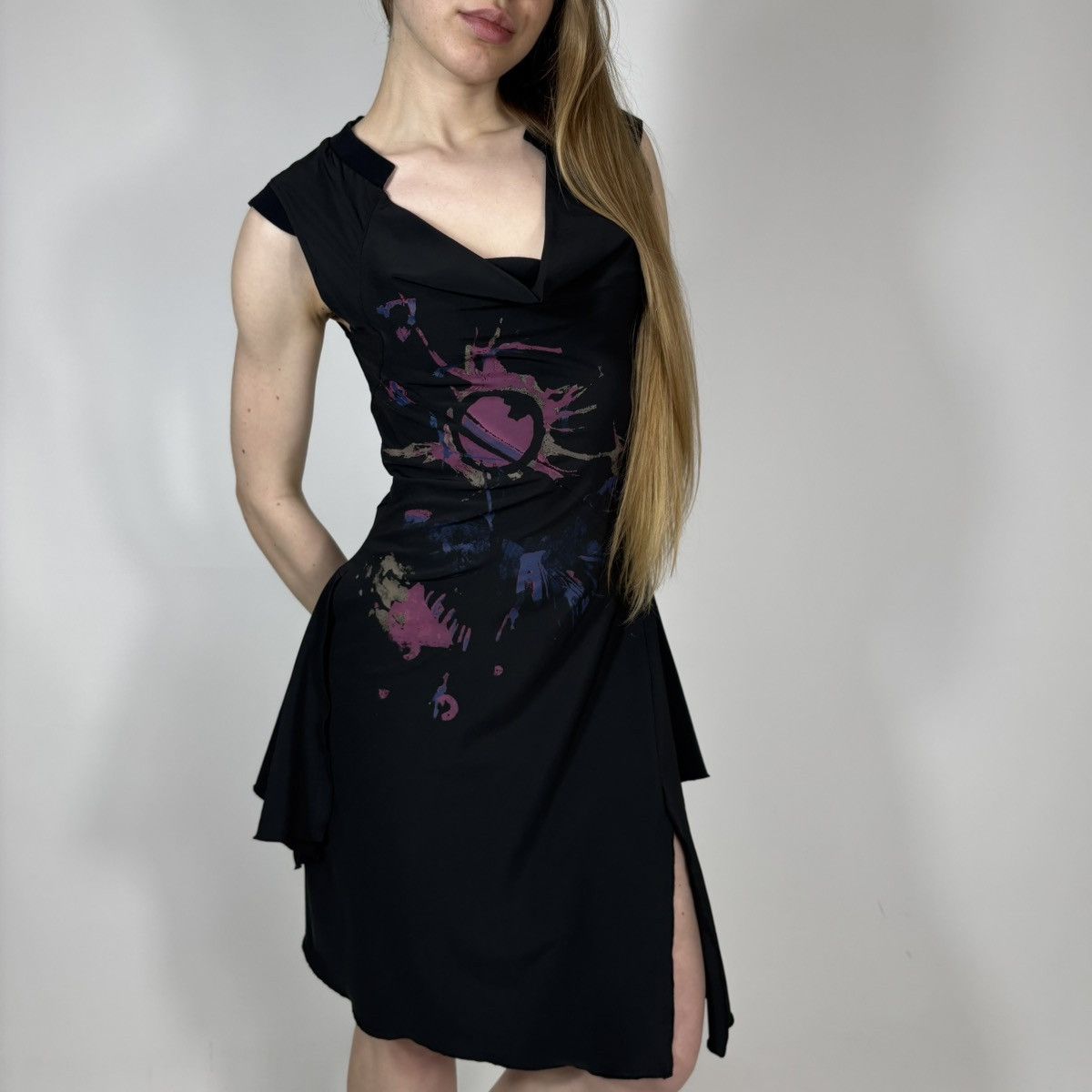 Desigual Vintage Y2K Desigual Painted Abstract Print Flared Dress Size M / US 6-8 / IT 42-44 - 1 Thumbnail