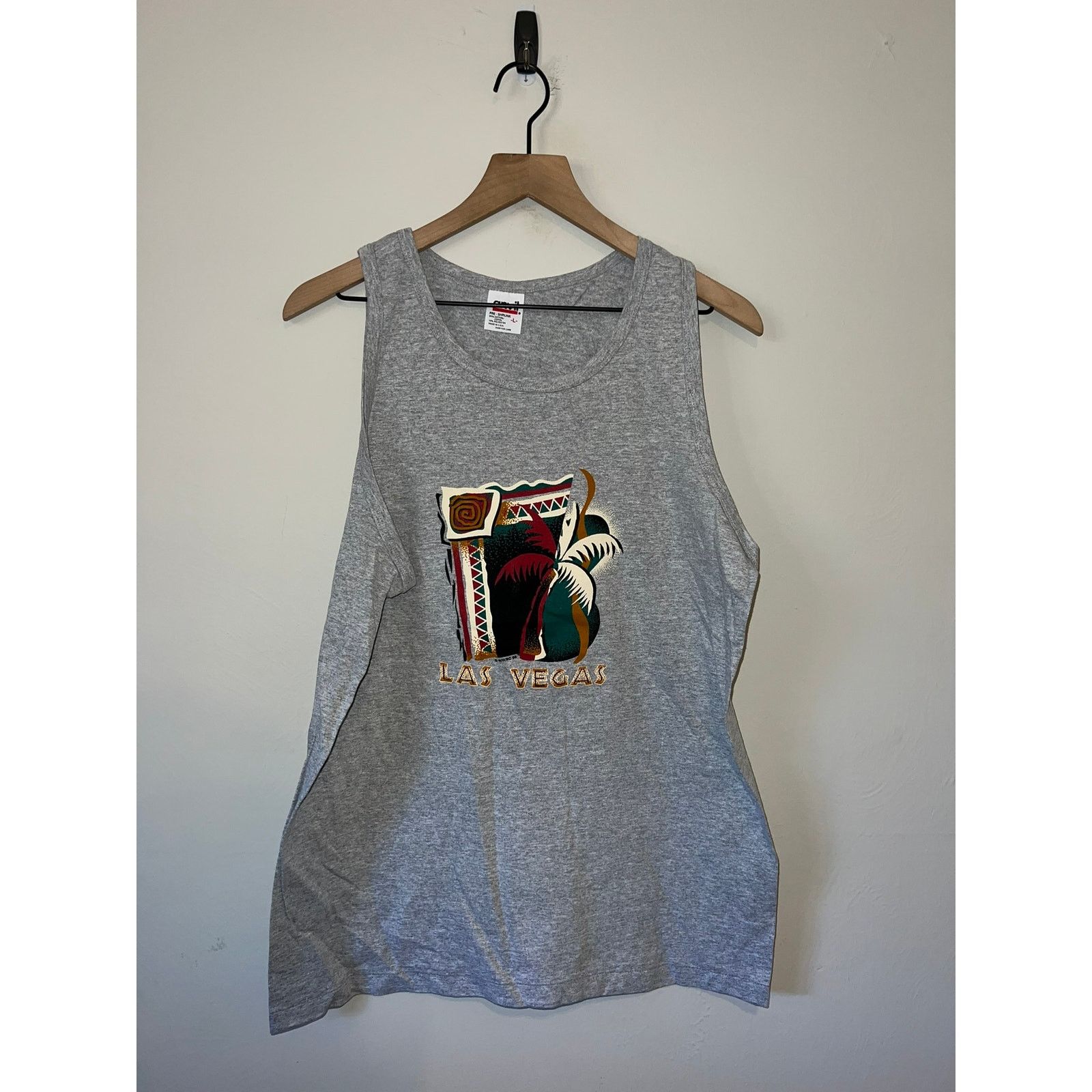 Anvil Vintage Las Vegas Shirt Palm Trees Gray Tank Tee VTG 90s L Size US L / EU 52-54 / 3 - 1 Thumbnail