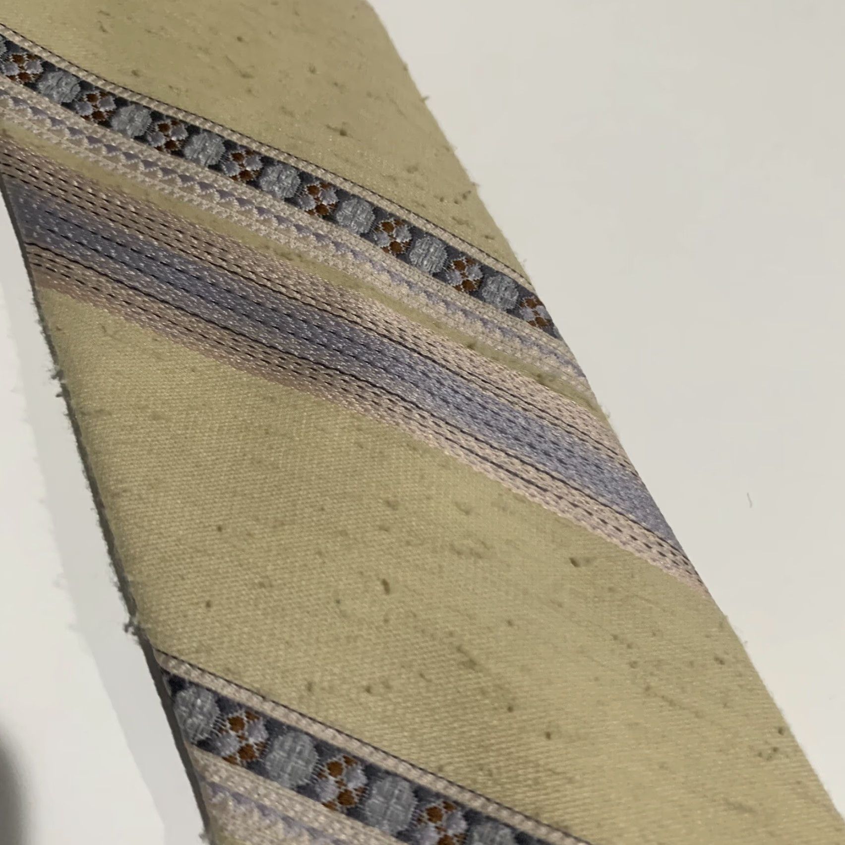 Vintage VINTAGE G Galvani Tie Men One Size Beige Blue 100% Polyester Woven Geometric Abstract Retro Classic Width Short Italy Designer Size ONE SIZE - 3 Thumbnail