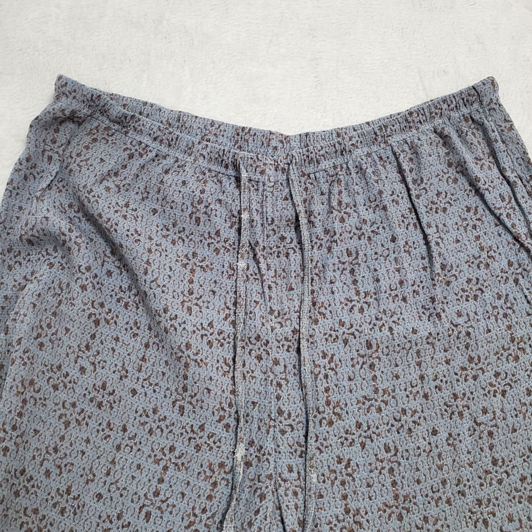 J. Jill J Jill Womens Pants M Blue Brown Print Rayon Pull On High Rise Drawstring Boho Size 32" / US 10 / IT 46 - 4 Thumbnail