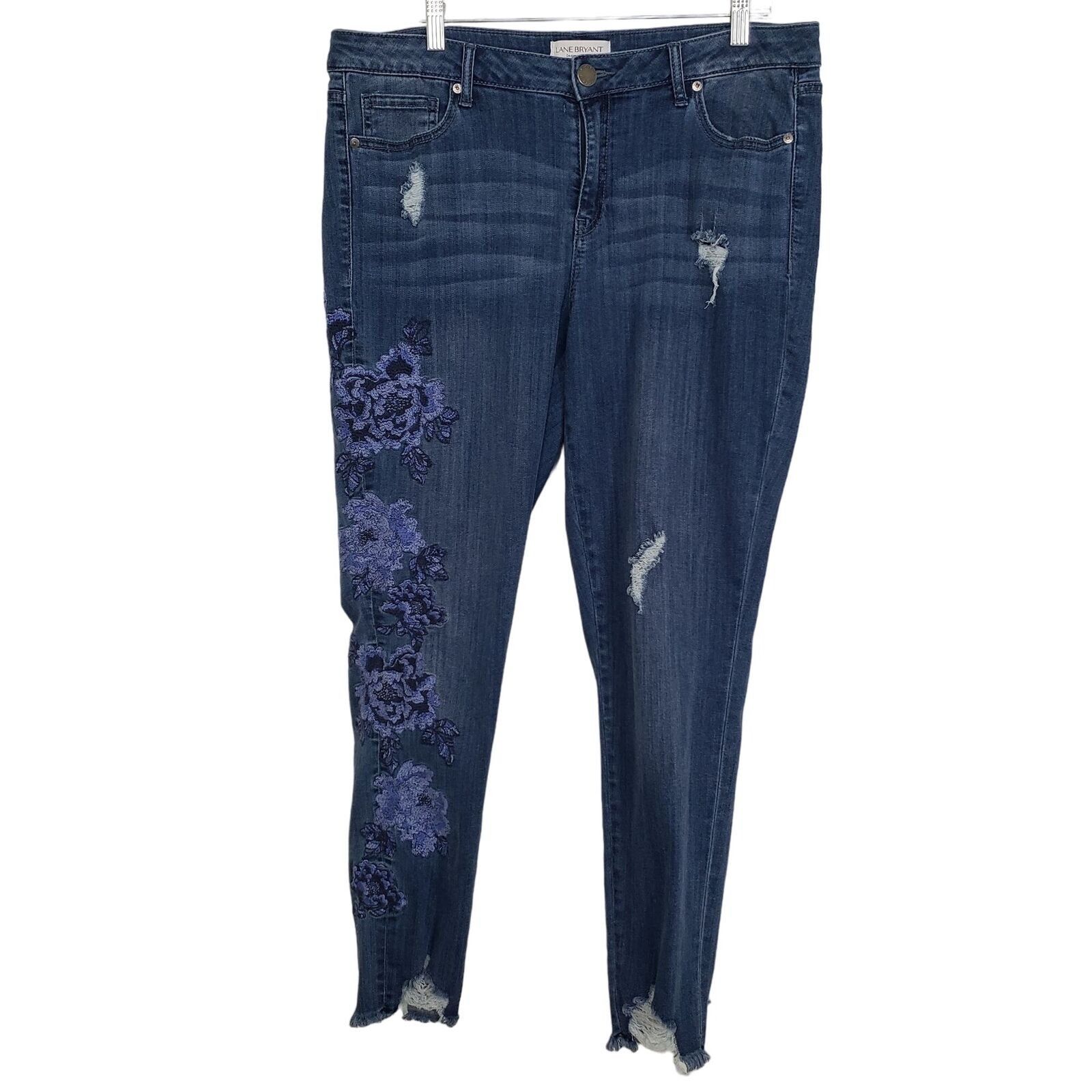 Designer Lane Bryant Embroidered Jeans Womens Plus Size 16 Floral Size 38" / US 16 / IT 52 - 1 Thumbnail