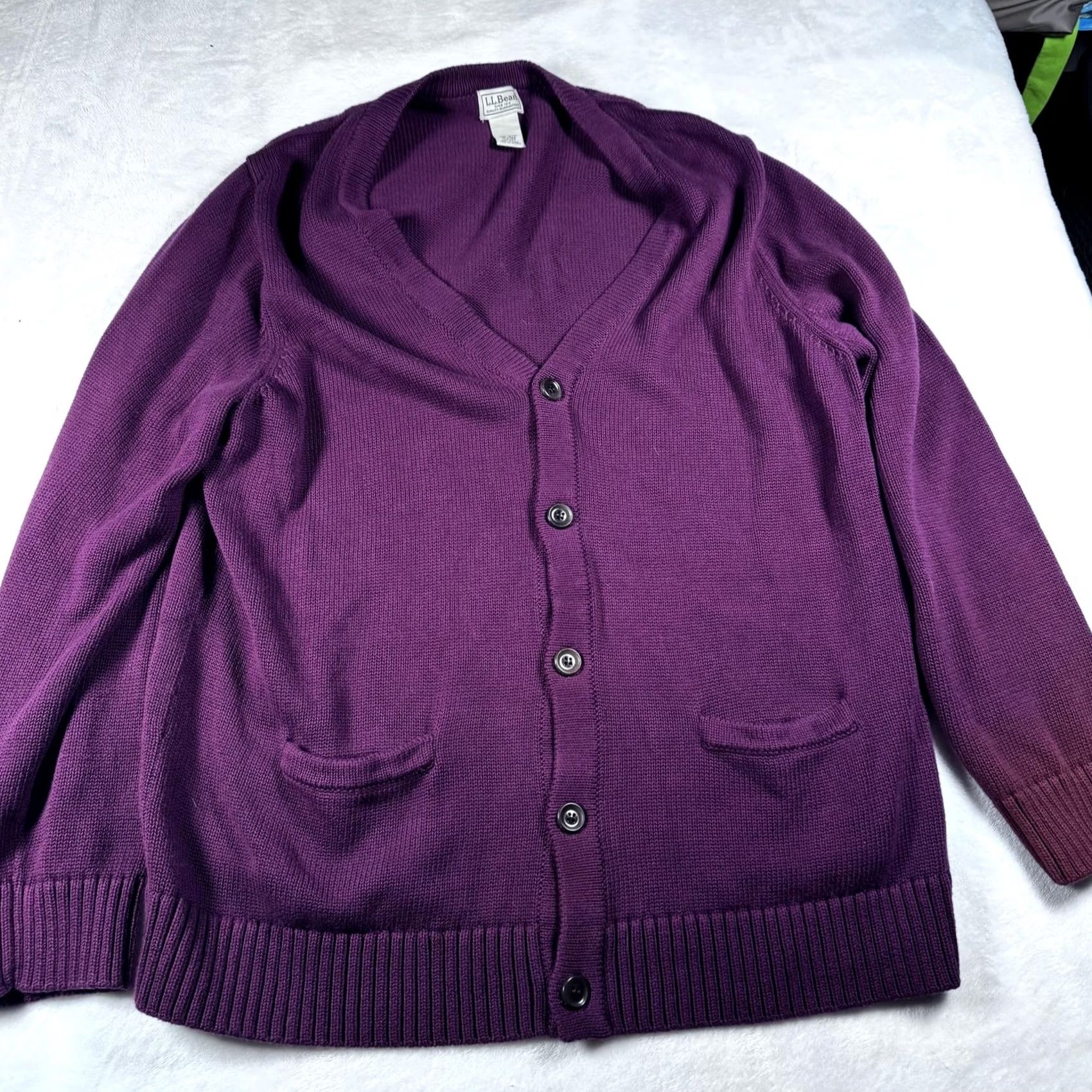 Vintage VINTAGE L.L.Bean Cardigan Sweater Womens XL Purple Button Front Pockets Size XL / US 12-14 / IT 48-50 - 2 Thumbnail