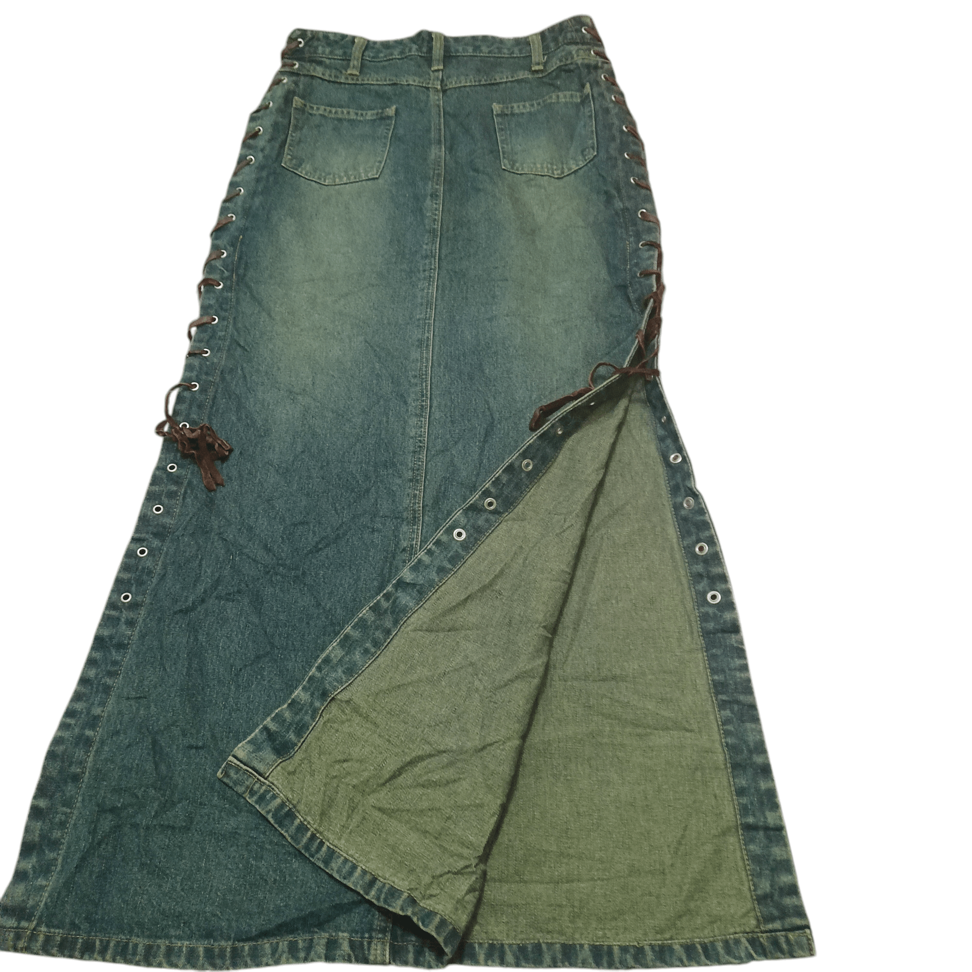 If Six Was Nine Japanese Denim Skirts ifsixwasnine style Lace up design Size 26" / US 2 / IT 38 - 13 Thumbnail