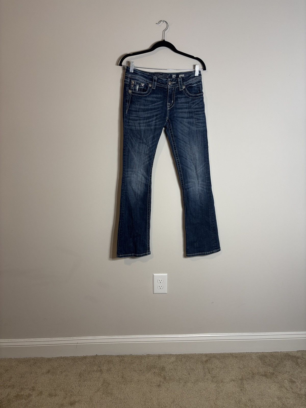 Miss Me Miss Me Jeans Size 28 Bootcut JE8037BR Blue Faded Distressed Size 29" - 2 Thumbnail