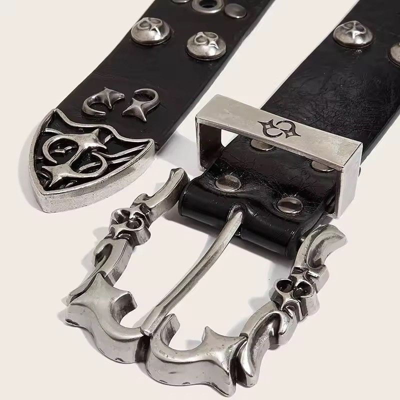 Other Gothic Punk PU Leather Rivet Black Unisex Belt Size ONE SIZE - 9 Thumbnail