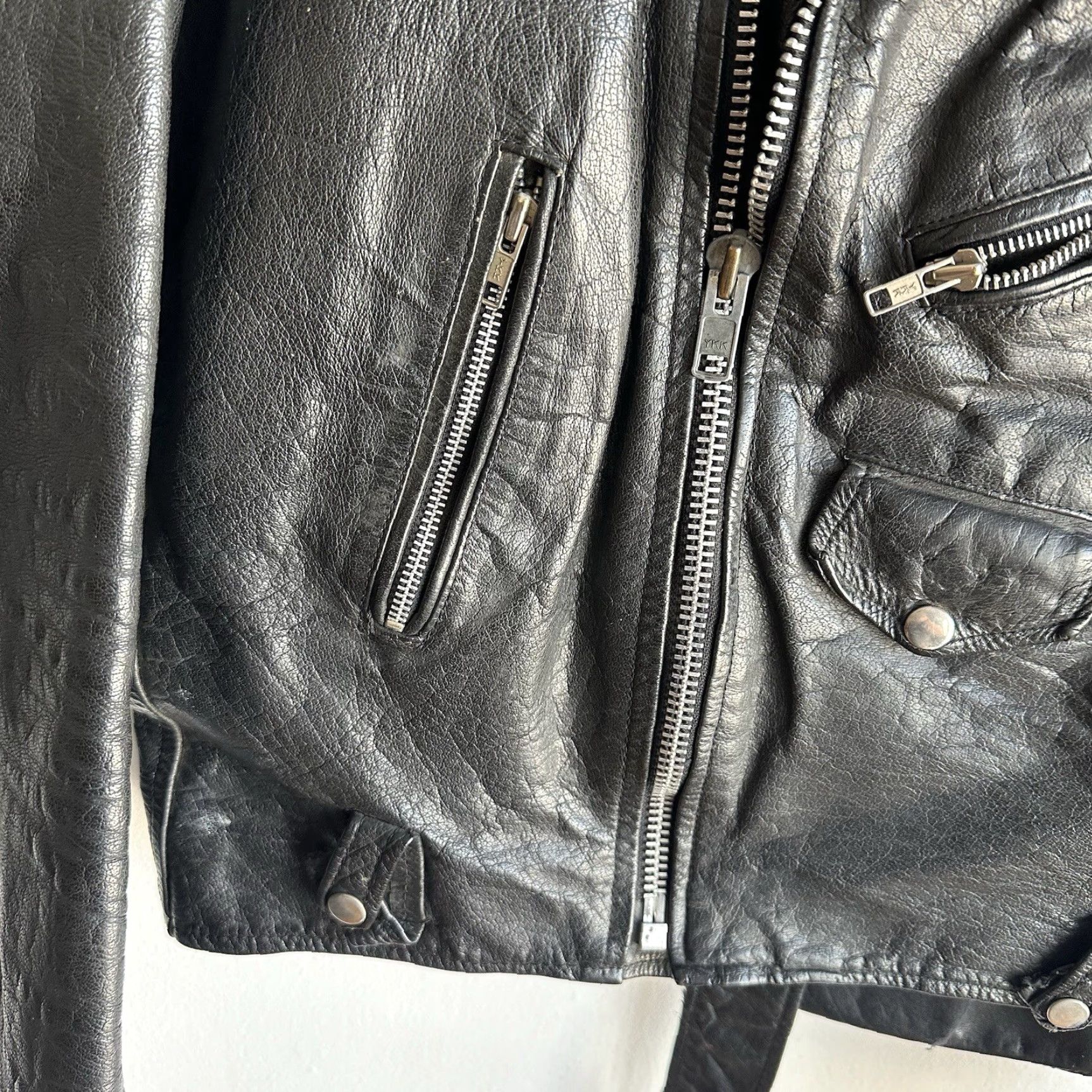 Vintage VINTAGE Motorcycle Leather Jacket XL Leather Belt 1960s X-Large Mens Womens? Size US XL / EU 56 / 4 - 4 Thumbnail