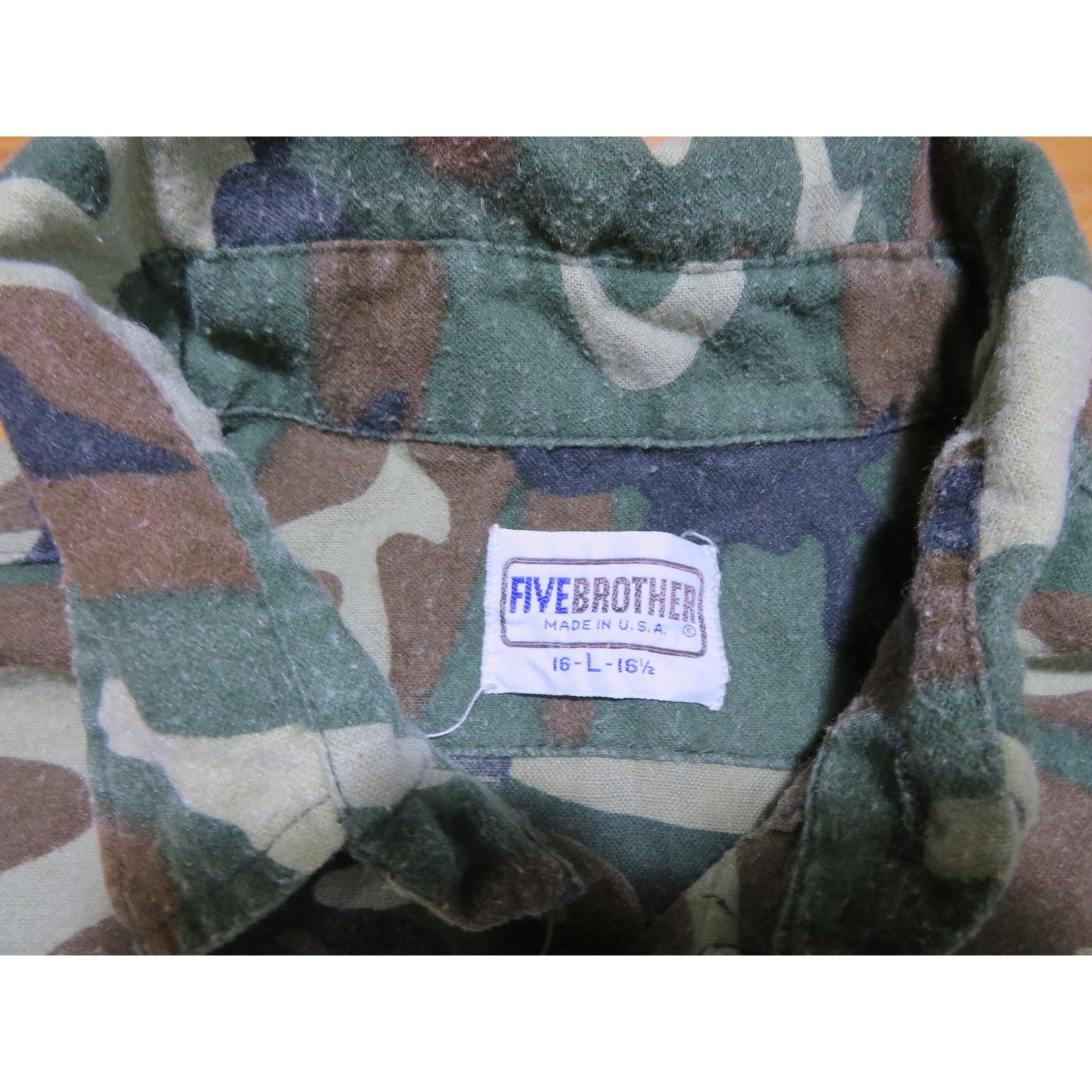 FiveBrother 90s Five Brother Woodland Camo Flannel Shirt Sz 16.5 L Green Size US L / EU 52-54 / 3 - 3 Thumbnail