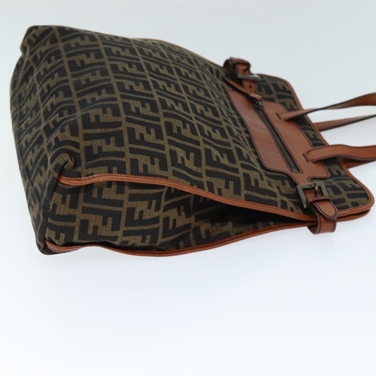 Fendi FENDI Zucca Canvas Tote Bag Brown Black Size ONE SIZE - 4 Thumbnail