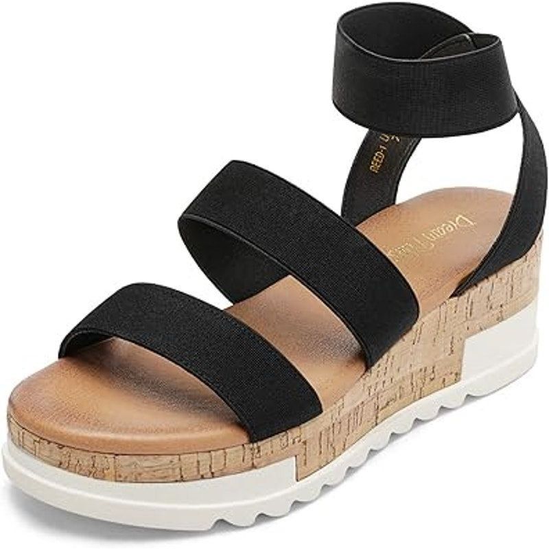 Other Dream Pairs Womens Size 5.5 Black Elastic Strap 2.5" Platfor Size US 5.5 / IT 35.5 - 1 Thumbnail
