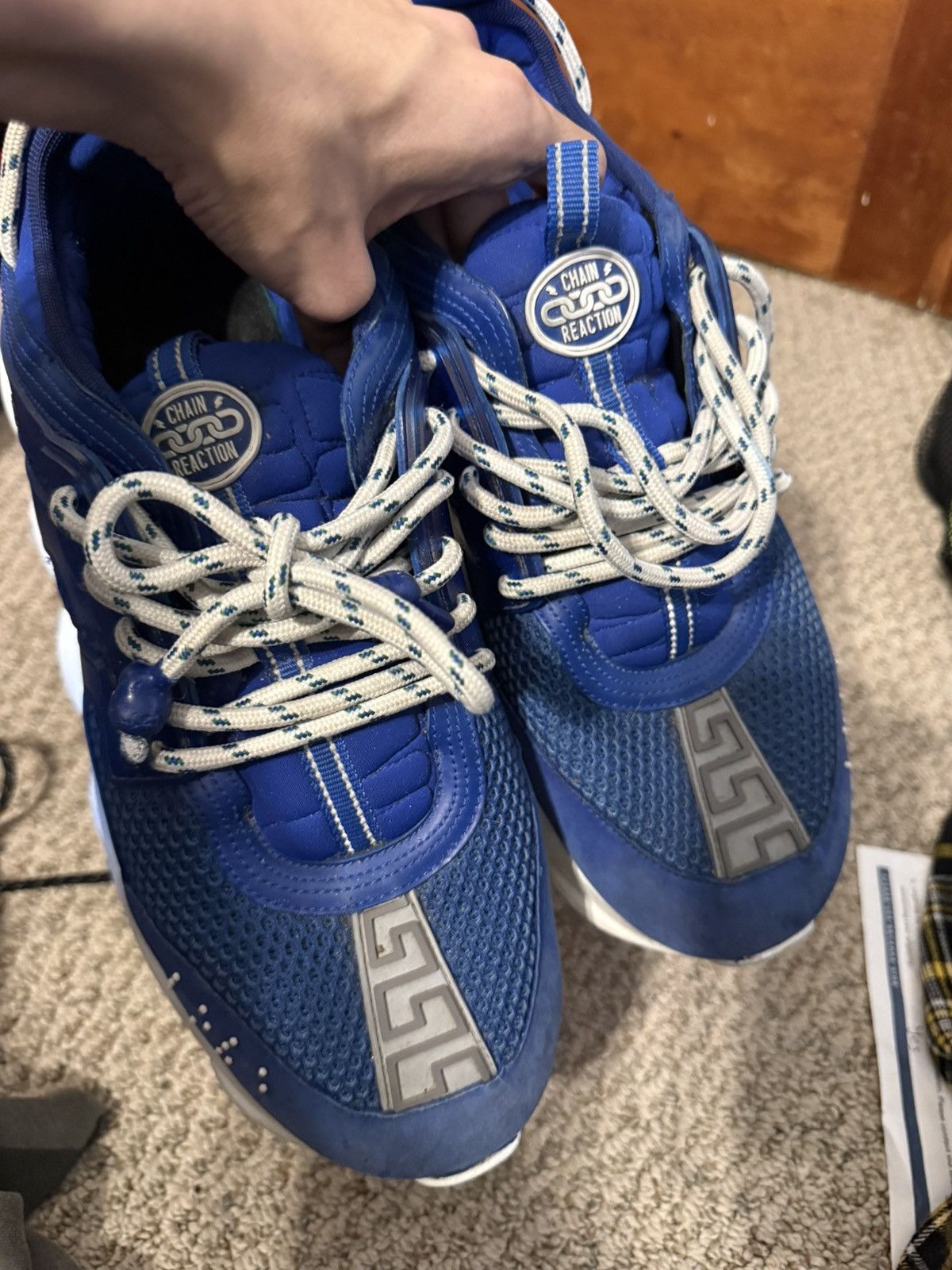 Versace Versace Chain Reaction Mesh Rubber Suede Blue 46 Size US 12 / EU 45 - 17 Thumbnail