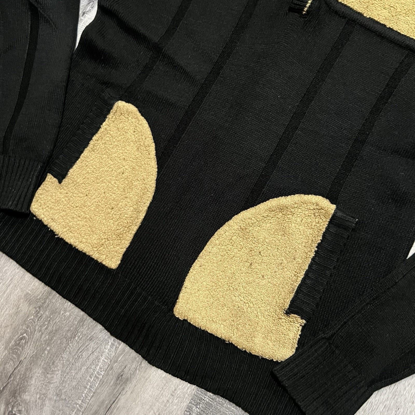 Vintage VTG Alexxus 80s Two Tone Black/Tan Virgin Pocket Sweater Size XL / US 12-14 / IT 48-50 - 4 Thumbnail