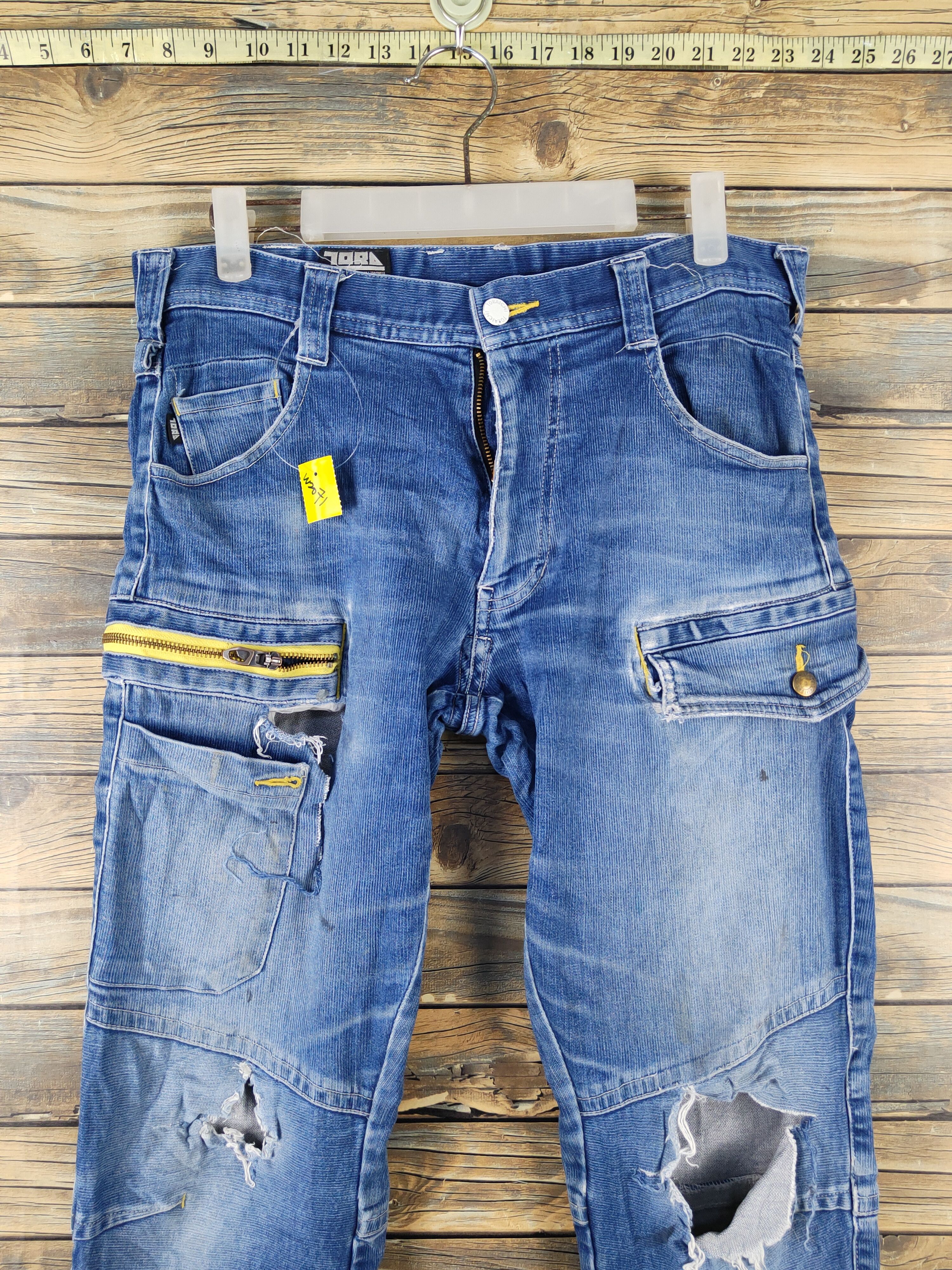 Japanese Brand Toraichi Blue Distressed Ripped Jeans #W2071 Size US 33 - 2 Thumbnail
