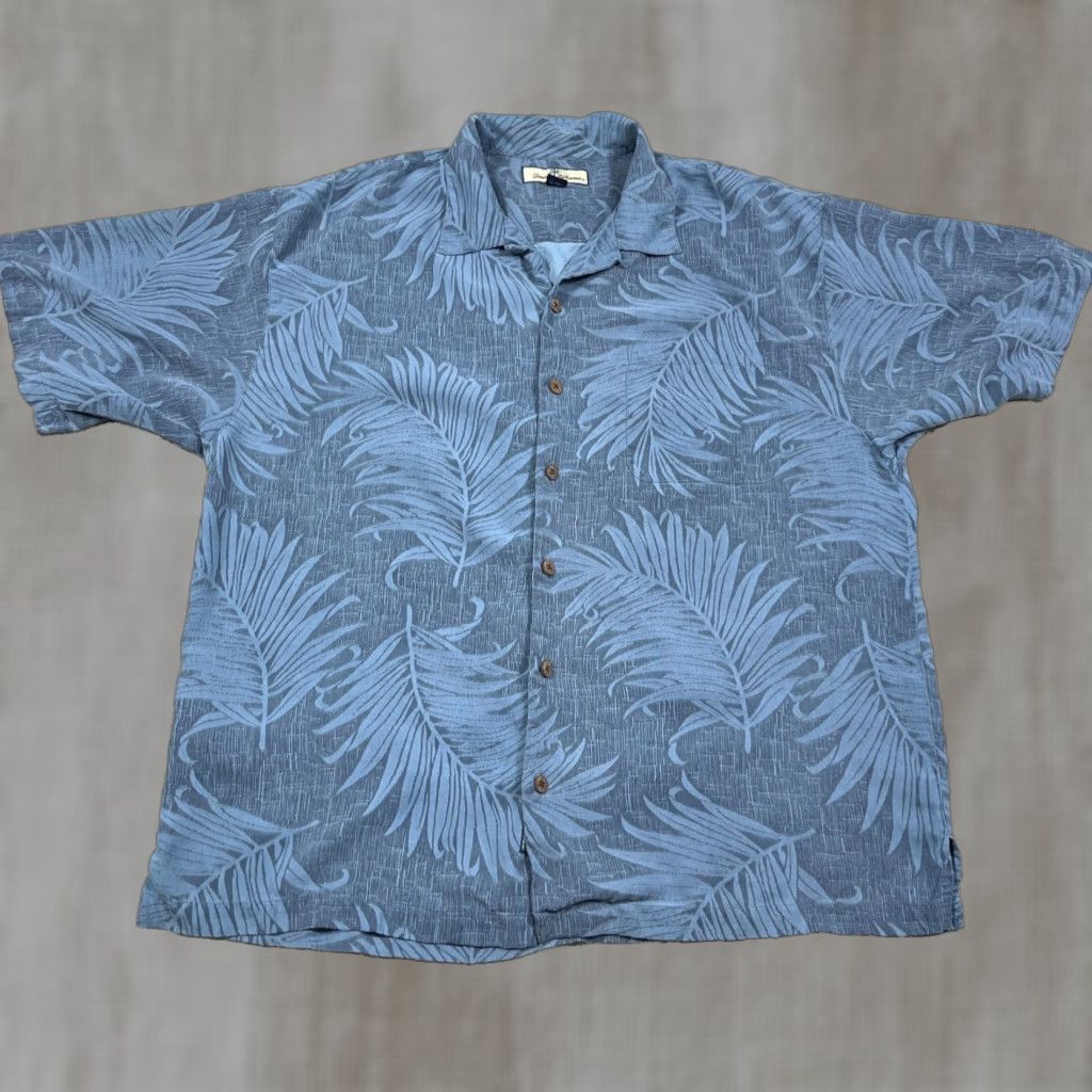 Tommy Bahama Tommy Bahama Shirt Men Large Blue Floral Silk Hawaiian Button Up Camp Palm Leaf Pocketed Size US L / EU 52-54 / 3 - 1 Thumbnail