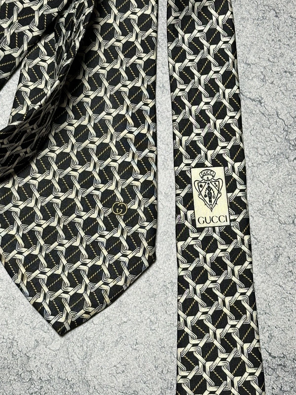 Gucci Vintage Gucci Monogram Silk Tie Size ONE SIZE - 2 Thumbnail